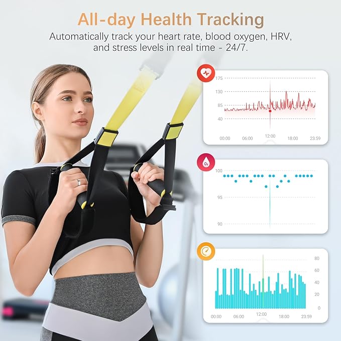 Fit Ring, Smart Health Rings for Women Men with Heart Rate,Blood Oxygen,HRV,Stress Level, Sleep Monitor, Step Tracker, No Subscription Fee, IP68 Waterproof Smart Ring for iphone &Android (Silver, 13#)