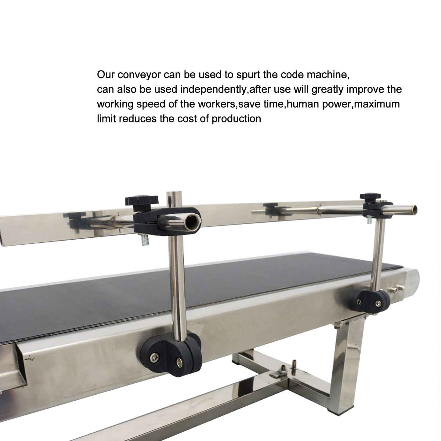 BREVELTION 110V 59inch PVC Conveyor with Double Guardrail Industrial Transport Equipment Adjustable Speed with Single Guardrail 60W