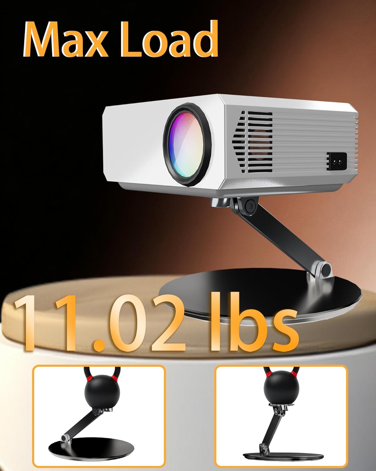 MAWADA 1/4" 360 Foldable Stand For Projector - Foldable Table Projector Mount with Thread, Height Adjustable, Rotation