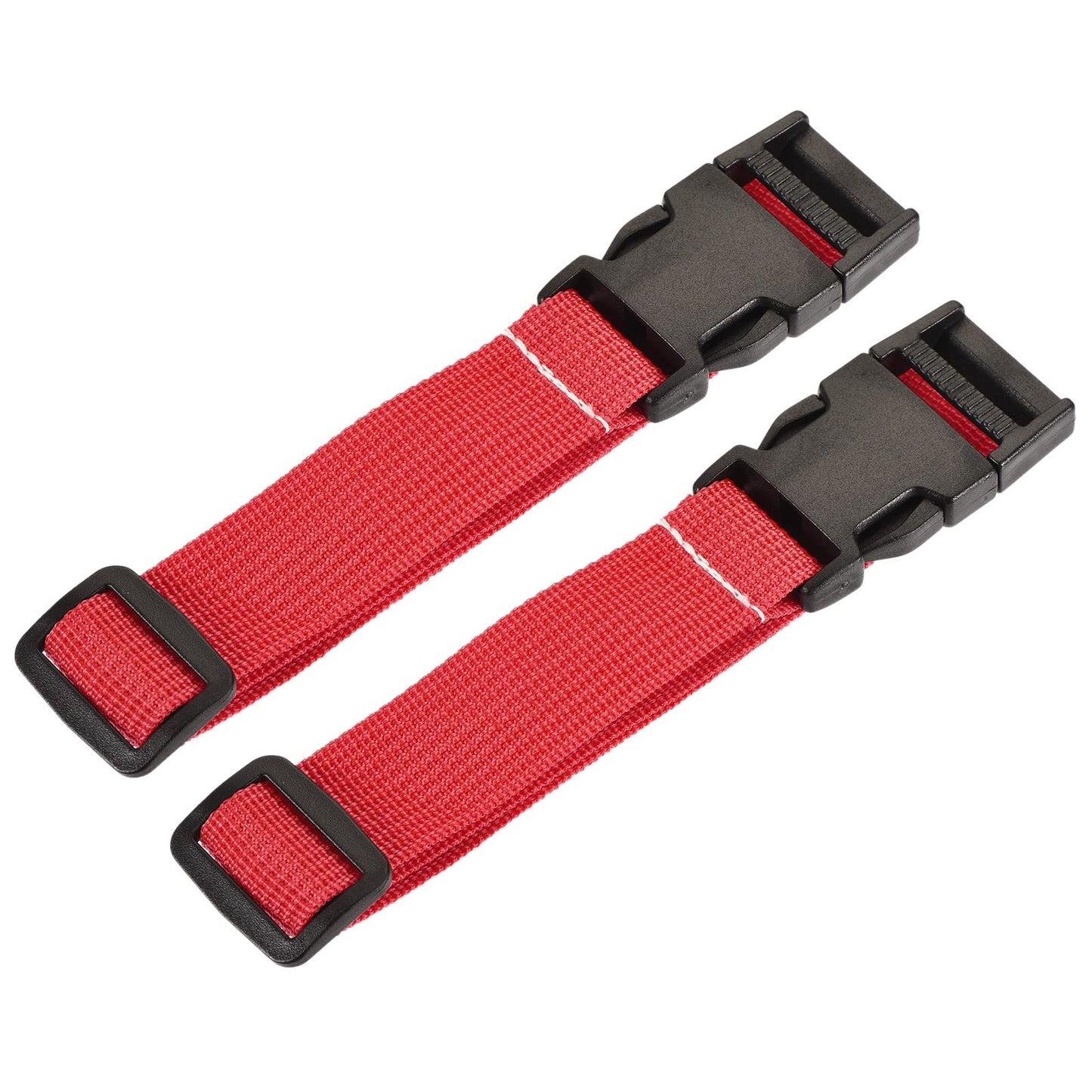 MECCANIXITY Utility Strap with Buckle 1x20 Inch Polyester Quick Release Adjustable Belt for Travel Outdoor Bag Luggage Packing (Red, Pack of 2)