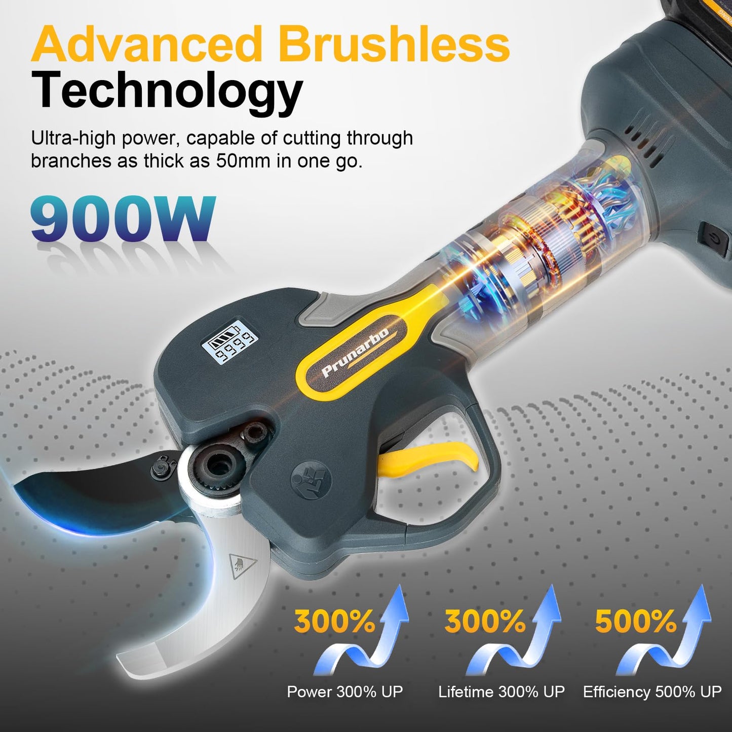 Prunarbo 2-in-1 Pole Pruning Shears Cordless, 50mm 2" Cutting Diameter Electric Secateurs & 9.2ft Reach Telescopic Rod Compatible with Makita 18V Battery Powered Pruner Professional for Tree Trimming
