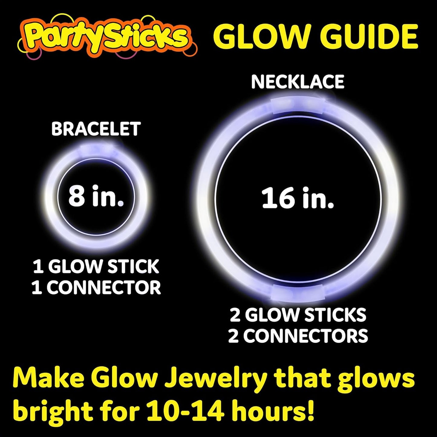 PartySticks White Glow Sticks - 100 Pack | 8-Inch Glow In The Dark Party Favors & Decorations