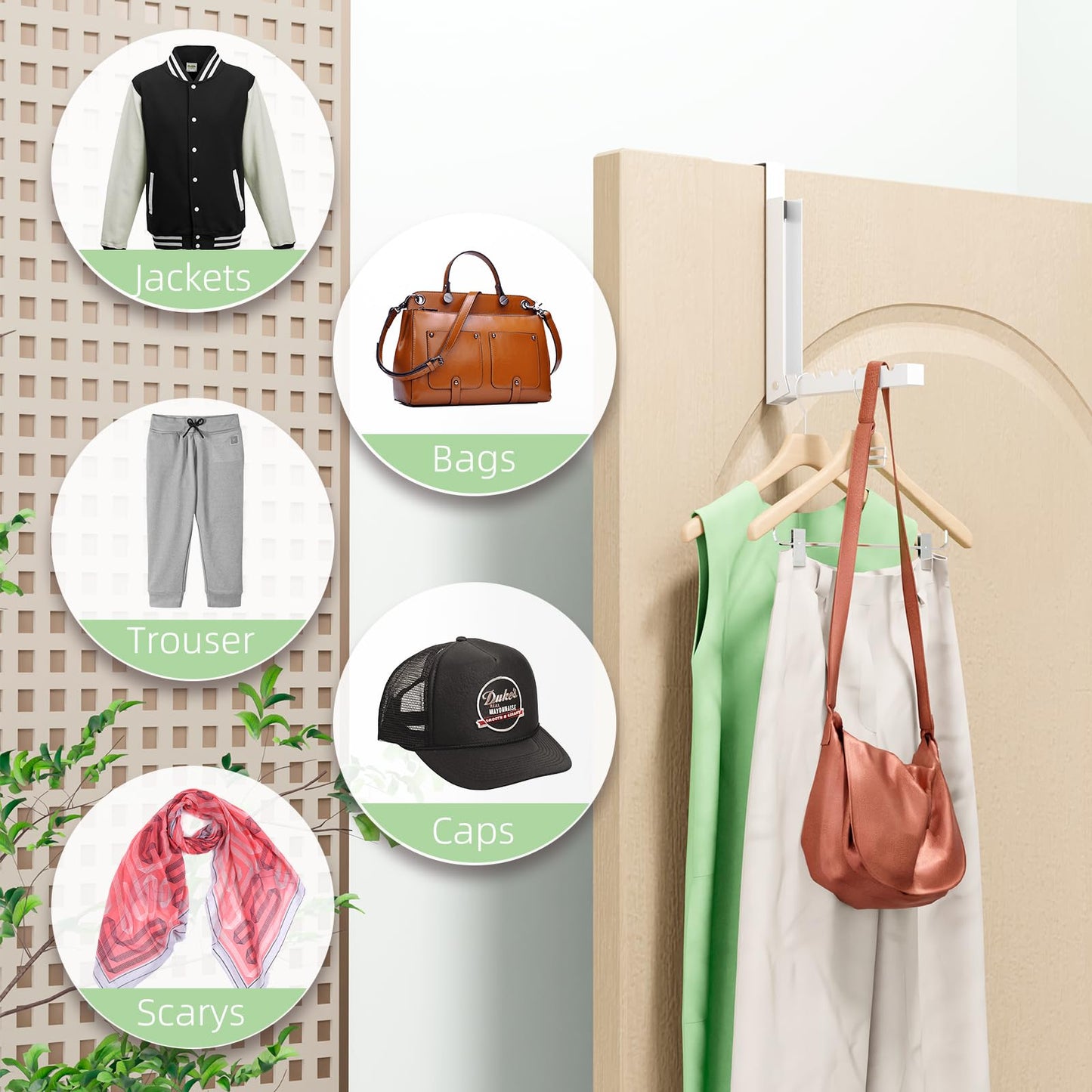 BAKON Over The Door Hanger Folding Clothes Drying Rack, Folding Hanging Coat Rack for Indoor Laundry Room Compact Small Space Foldable Portable Clothing Hanger Hook Collapsible- 2 Pack