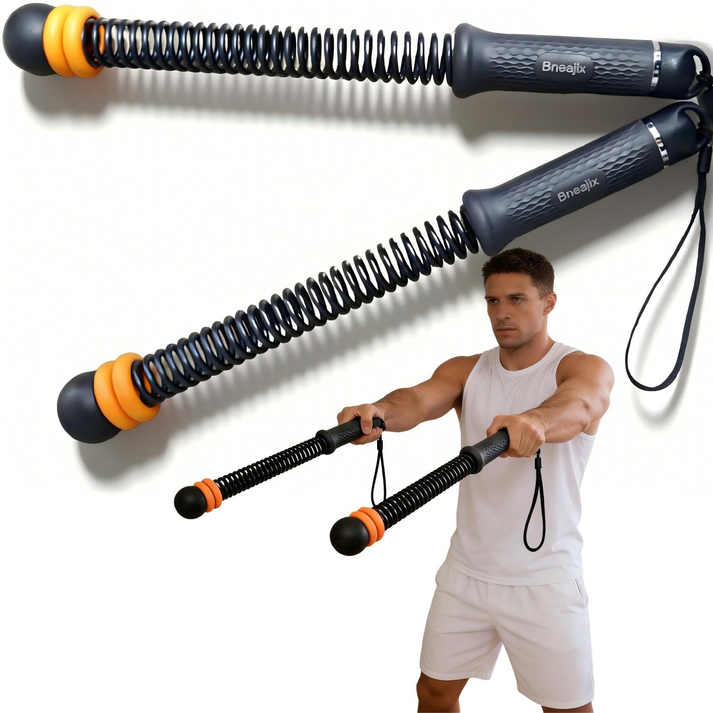Bneajix Adjustable Ropeless Battle Ropes for Home Gym for Men & Women, Portable Cordless Battle Ropes, Quiet Exercise Rope with Variable Resistance, Strength & Low-Impact Cardio for HIIT