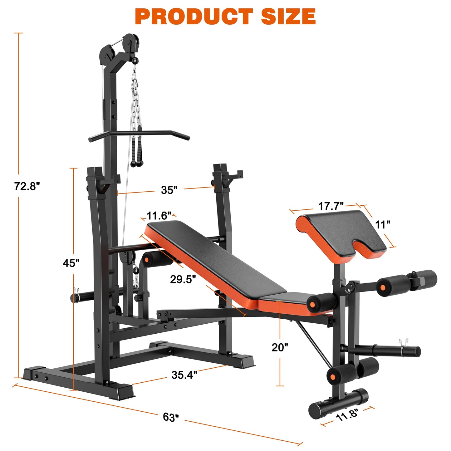 XDDIAS Weight Bench, 9 in 1 Olympic Weight Bench Set with LAT Pulldown and Rowing, 900LBS Bench Press Set with Leg Extension and Preacher Pad, Flat Incline Bench for Weight Lifting Full-Body Workout