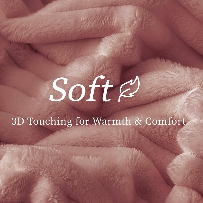 BEDELITE Twin Blanket for Couch & Bed, 300GSM Soft & Warm Fleece Blanket, Decorative and Giftable Striped Dusty Pink Blankets for Women, Men, 60"x80"