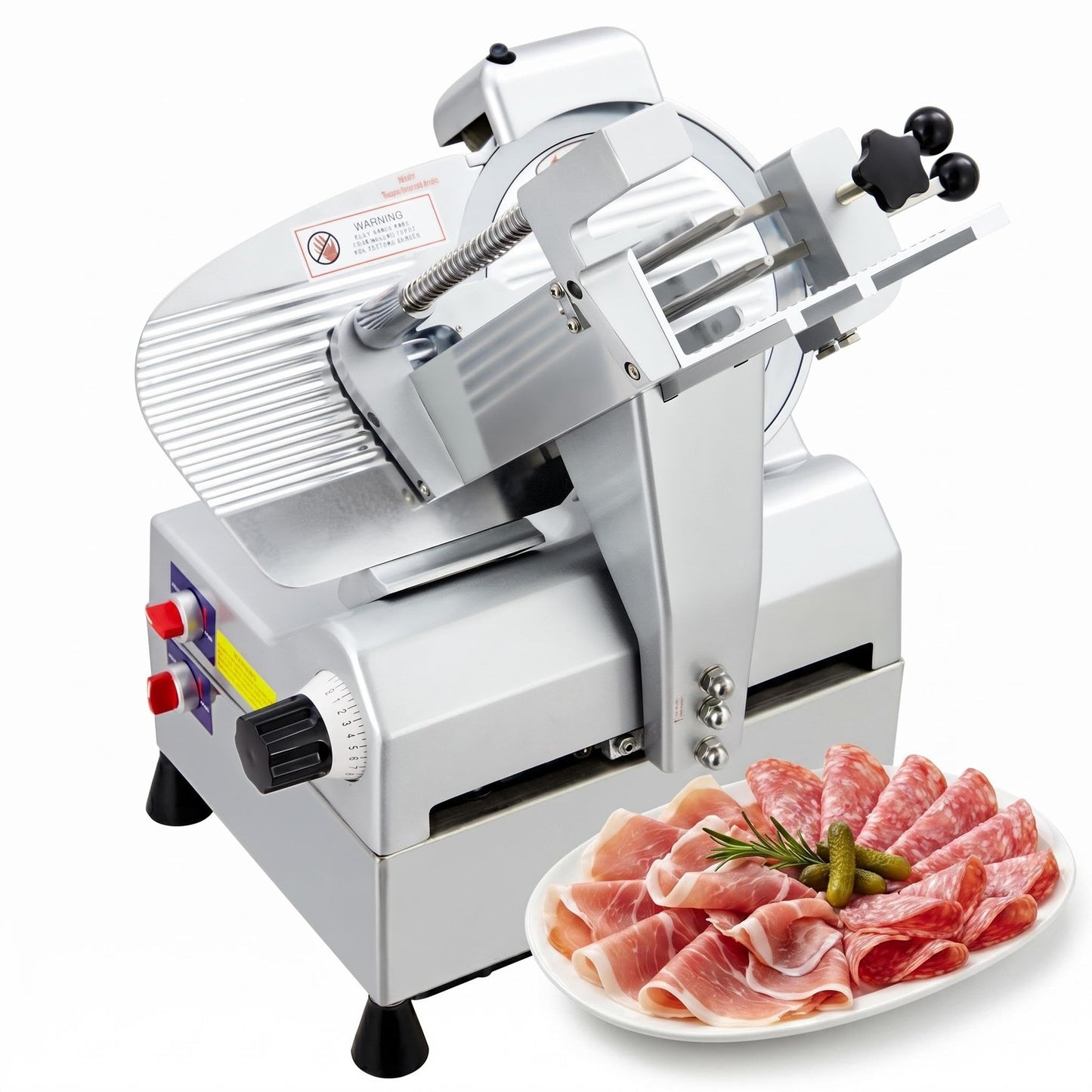 Commercial Automatic Meat Slicer 10 Inch - Electric Deli Slicer with 240W+430W Dual Motor, 0-16mm Adjustable Thickness, Stainless Steel Blade, Meat Slicer Machine for Home Kitchen, Deli, Restaurant