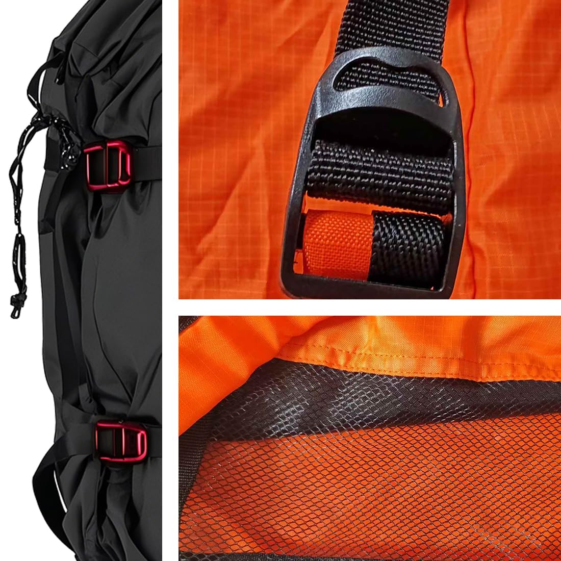 FUEMEILY Rock Climbing Rope Bag, Large Capacity Folding Rope Storage Backpack with Ground Sheet, Adjustable Straps Outdoor Climbing Gears Black