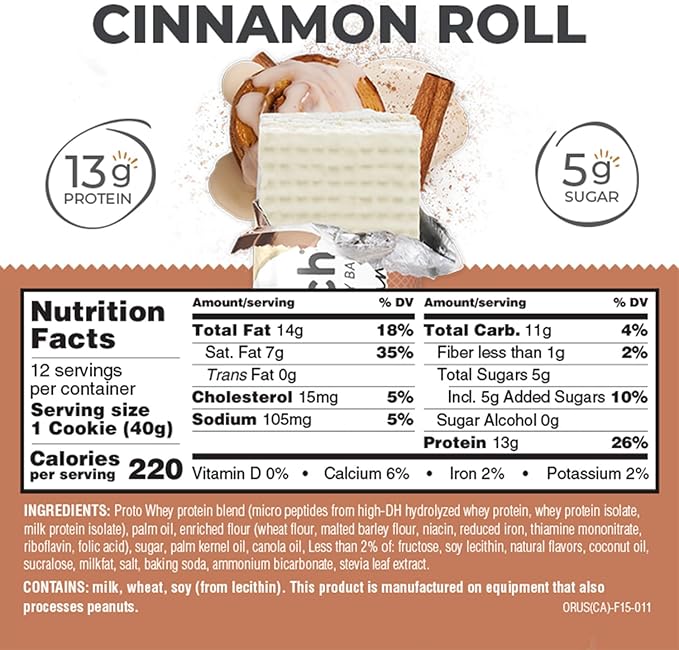 Power Crunch Protein Wafer Bars, High Protein Snacks with Delicious Taste, Cinnamon Roll, 1.4 Ounce (12 Count)