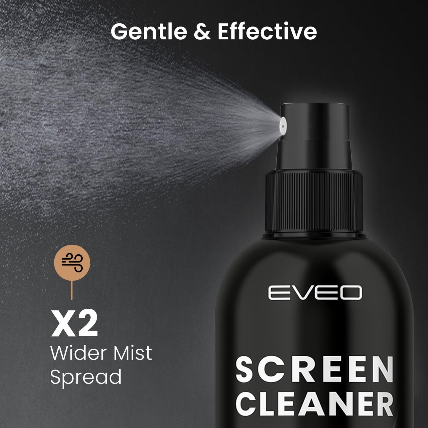 EVEO 2 (2oz) Screen Cleaner Spray and Wipe - TV screen cleaner spray and Microfiber cloths, Computer Screen Cleaner, TV