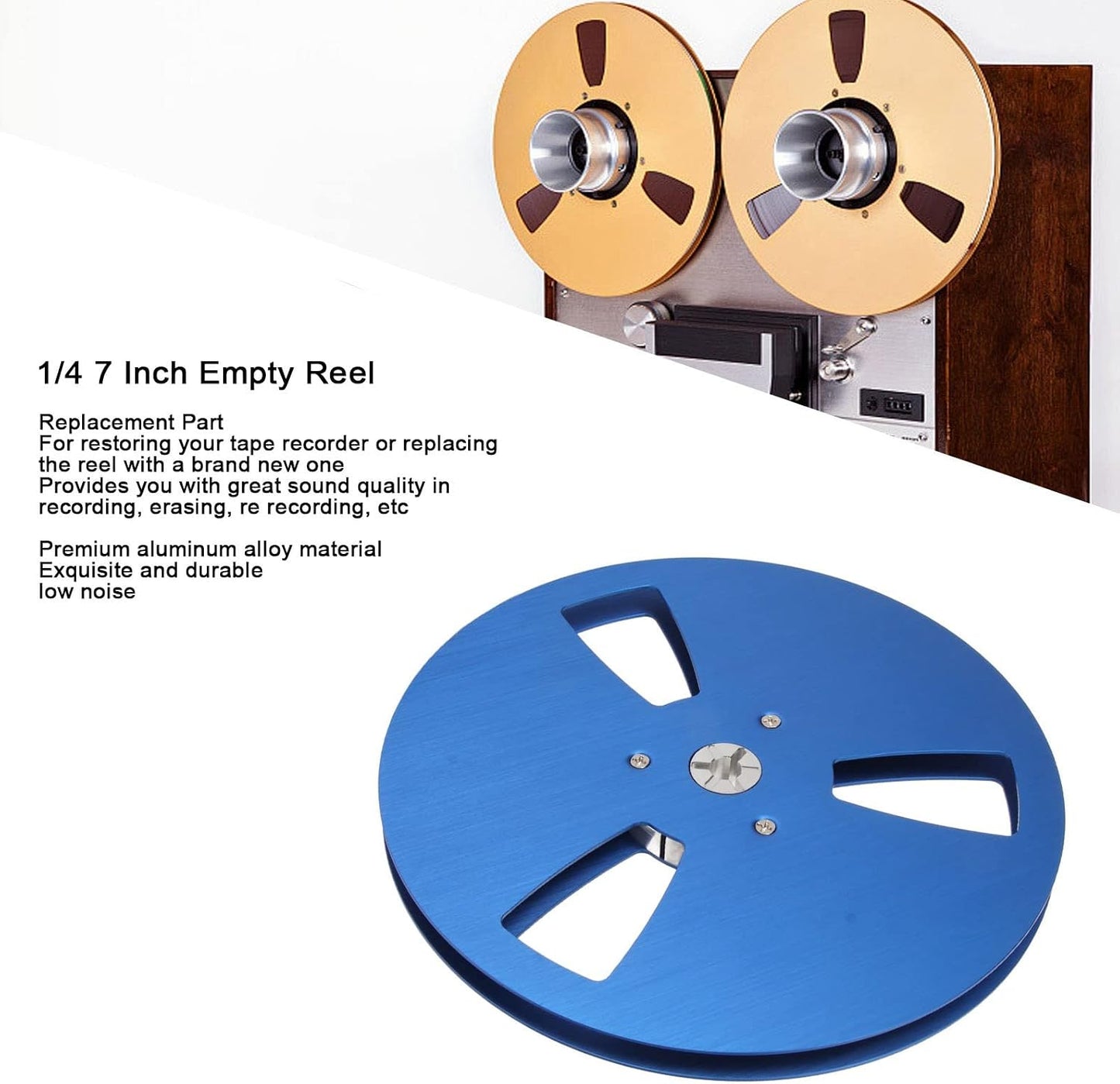 DAUERHAFT Bend3 1/4 7 Inch Take Up Reel Hole . Aperture Machine Part Low Noise Empty Take Up Reel for Reel to Reel Tape