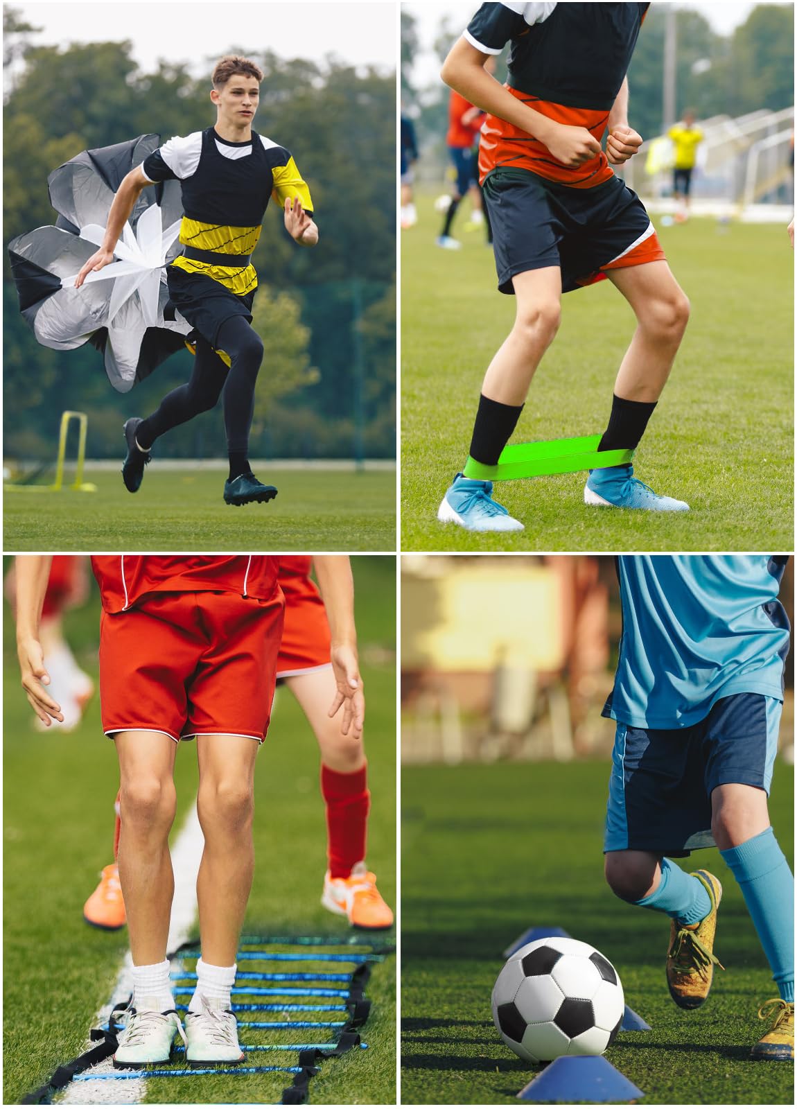 Panykoo Speed Agility Training Equipment Set - 20ft Agility Ladder, 10 Disc Cones, Resistance Parachute, 5 Resistance Bands & Carry Bag | Football Soccer Basketball Fitness Drills for Kids Adults