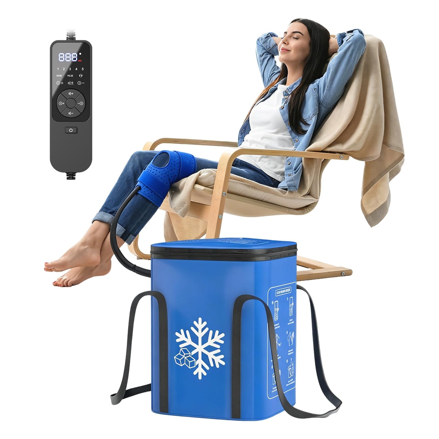 Ice Machine for Knee After Surgery,16QT Quiet Cold Therapy Machine for Knee Replacement with Auto Timer, Leak-Proof Design & Adjustable Flow,Multi-Joint Ice Pads