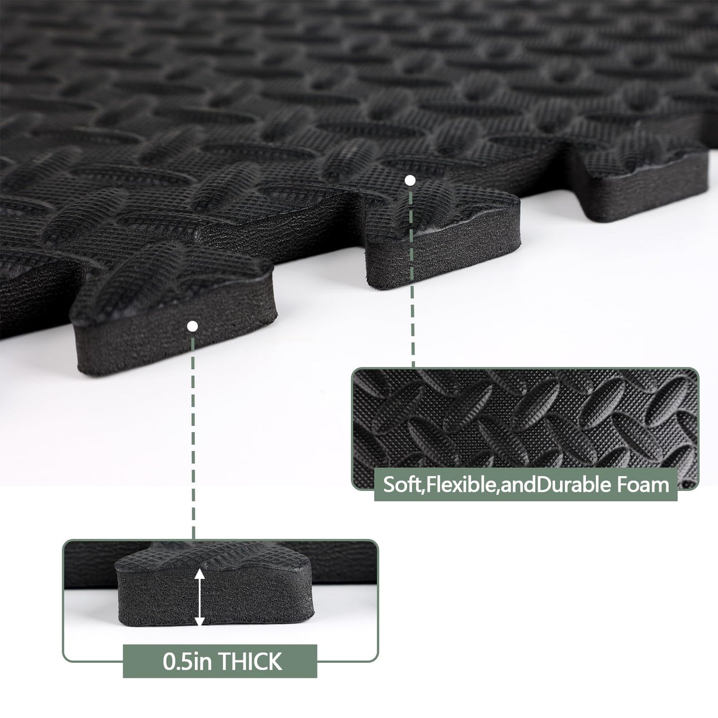 WAWINY 96 Sq Ft (24 Tiles) Interlocking Exercise Mats, EVA Foam Kids Play Mats for Home Gym, Yoga, Playroom, Non-Slip Flooring Tiles