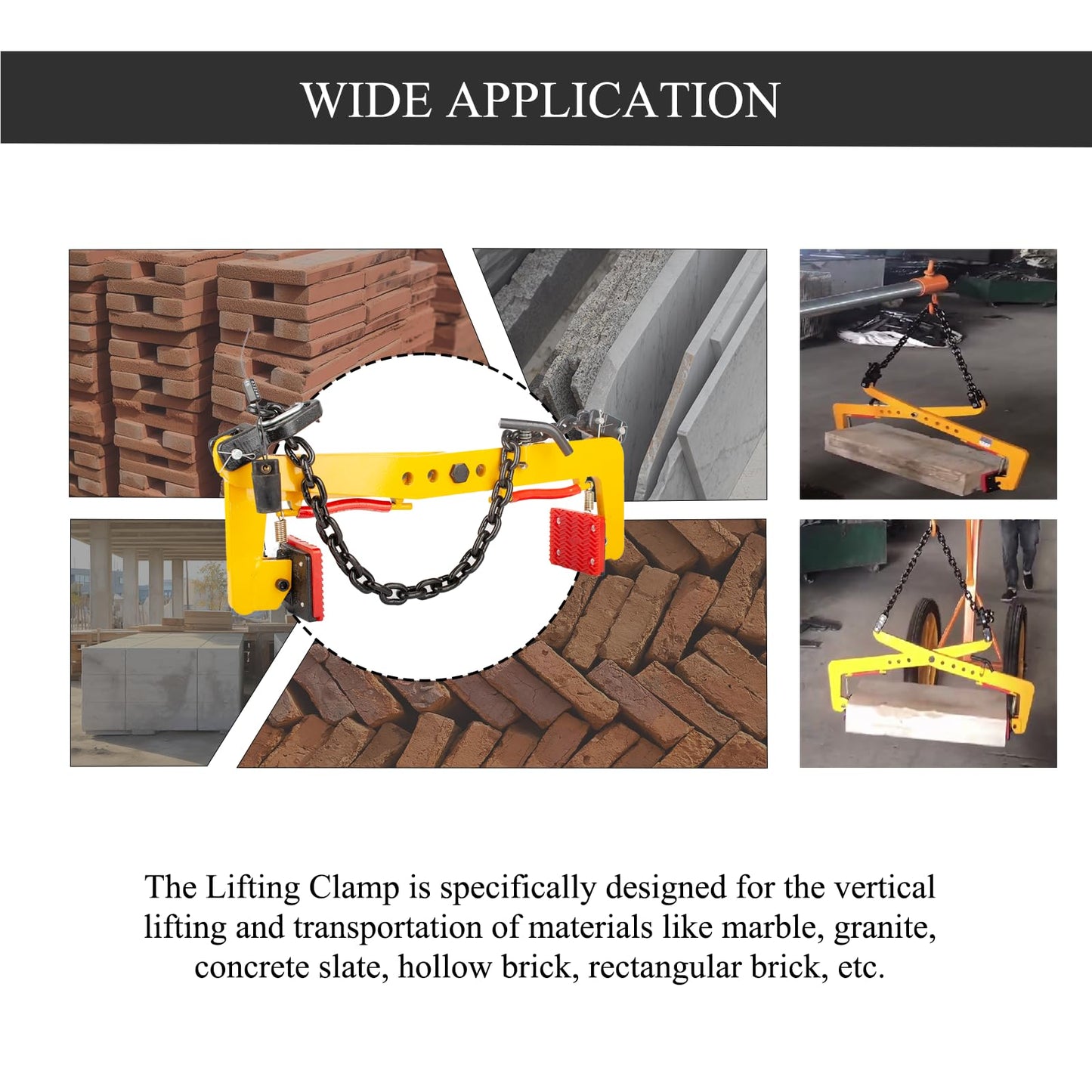 sliyxtwio Granite Slab Lifting Clamp 770lbs, Stone Lifting Clamps, Heavy Duty Lifting Clamps, Lifting Clamps for Granite Stone Marble Slate Rock Brick, Marble Lifting Clamps., FGSLC350