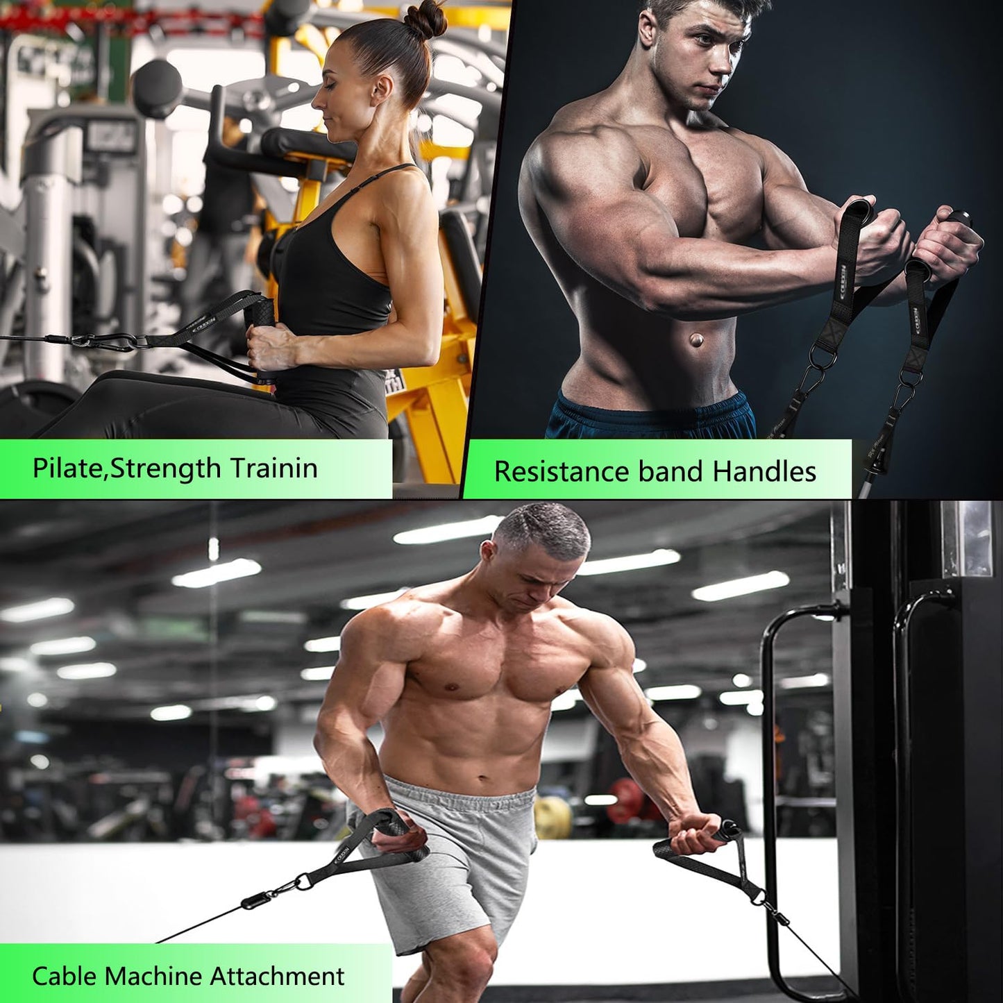 CRRXIN Tricep Rope Cable Machine Attachment, LAT Pulldown Attachment Tricep Pull Down Rope for Cable Machines Exercise Handles & Ankle Strap Home Gym Accessories