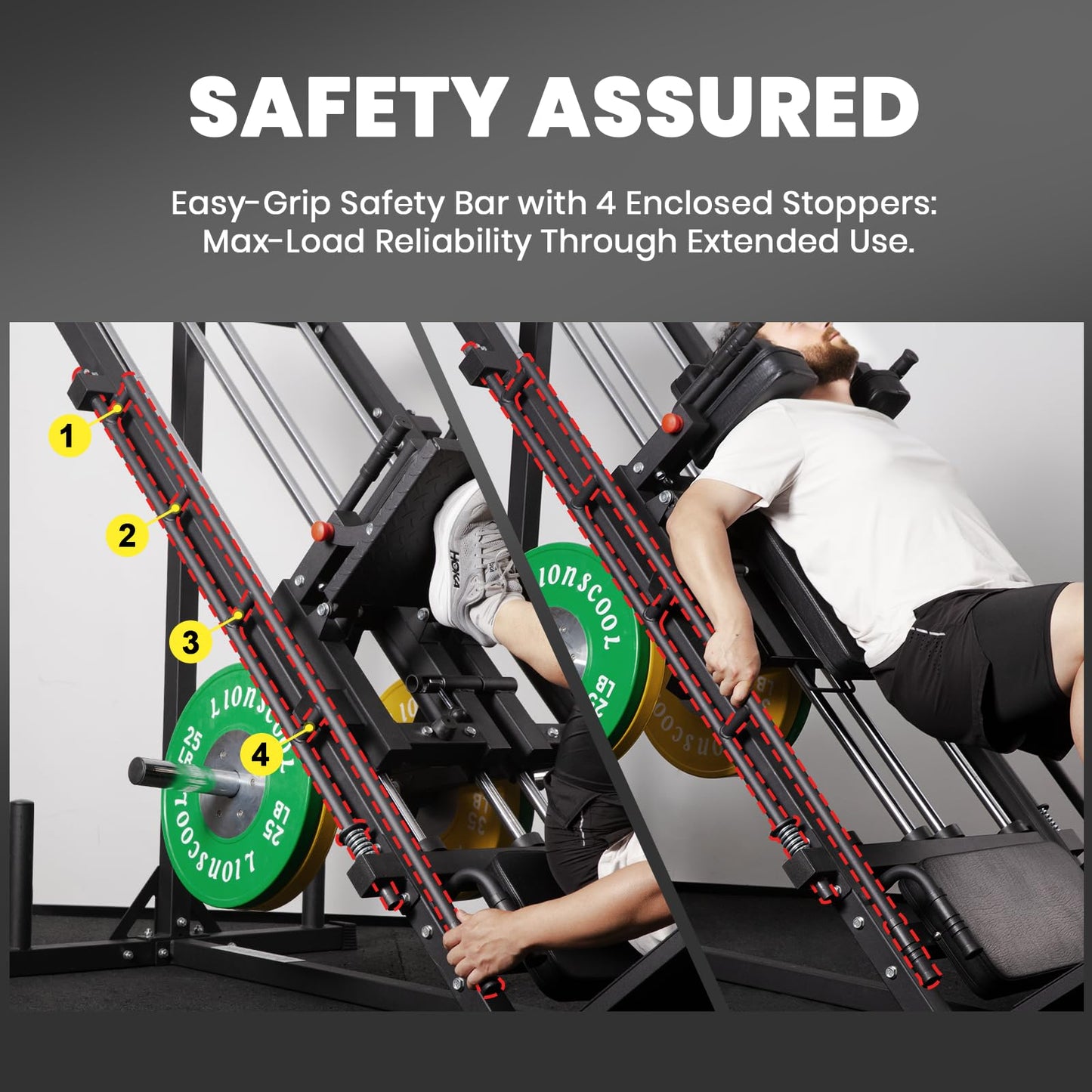 LIONSCOOL Upgraded 3-in-1 Leg Press Hack Squat Machine with Weight Storage, Professional Adjustable Iso-Lateral Trainer with Linear Bearing for Home Gym Lower Body Strength Training