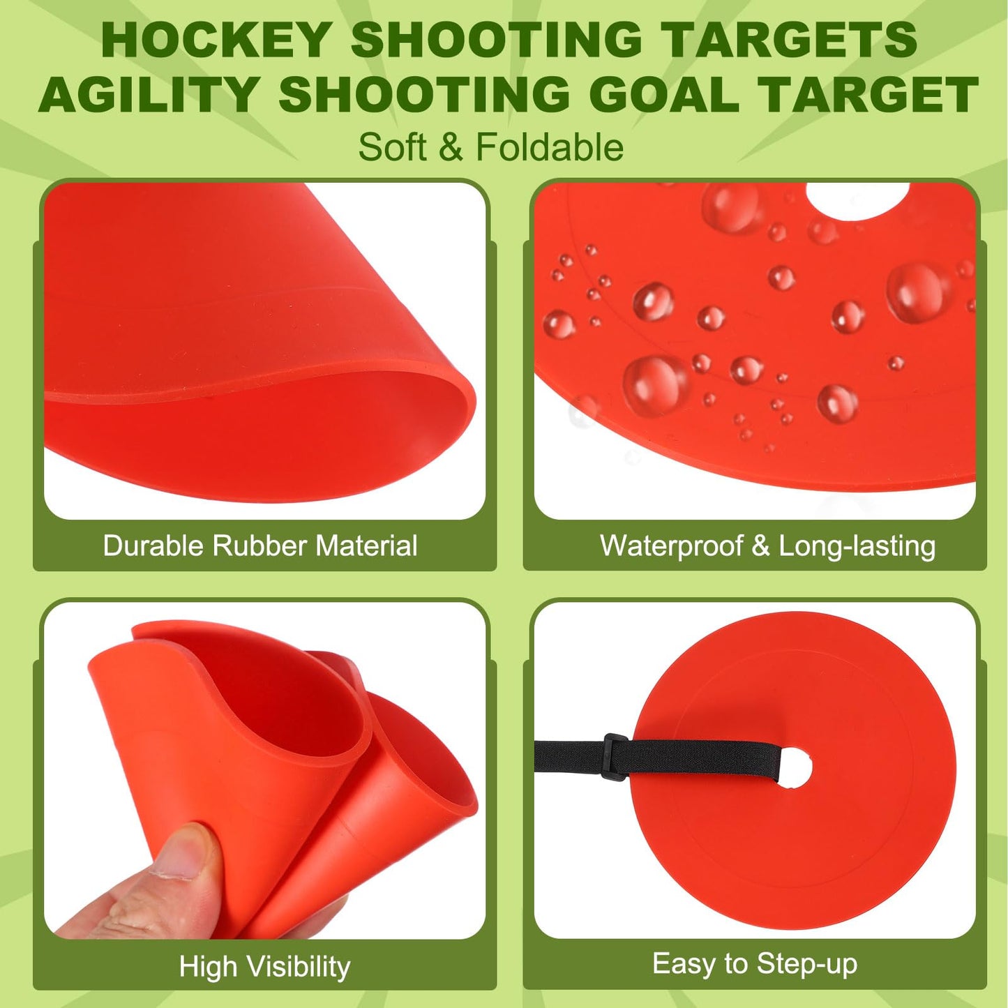 YELARXI Soccer Goal Target, Agility Hockey Shooting Goal Target Discs with 4 Straps Training Equipment, 4 Pcs & Rubber & Orange -Fit for(Lacrosse Football Soccer Baseball Practice Accuracy