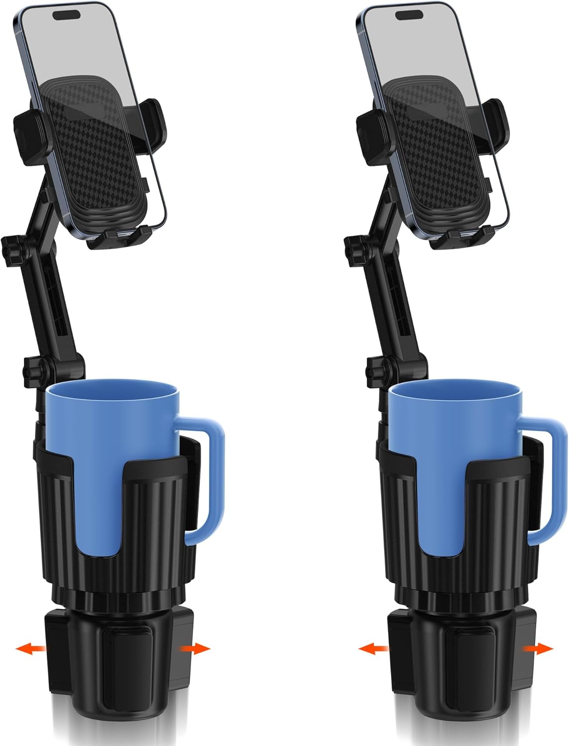 2 Pack 2 1 360 4-7 Newlest in Phone Mount for Car Cup Holder with Adjustable Base, Phone Holders for Car Cupholder, No