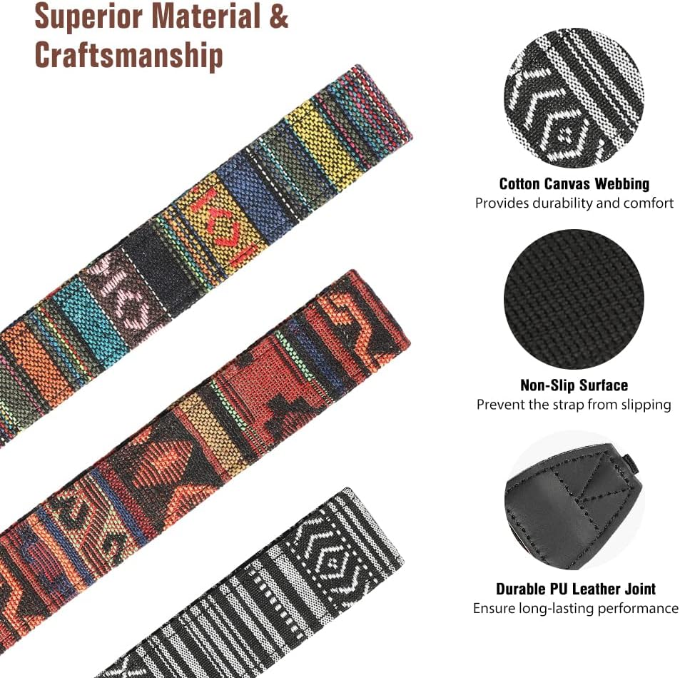 MoKo Camera Strap, Retro Cotton Canvas Woven Strap Universal Shoulder Neck Sling Belt for ALL DSLR/SLR Cameras