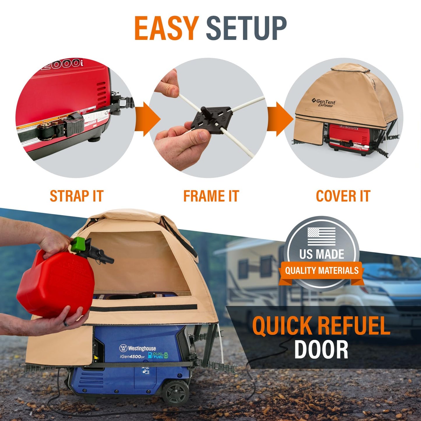GenTent Inverter Running Cover – Generator Tent for Fully Encased Inverters (Tan, Original - Extreme)