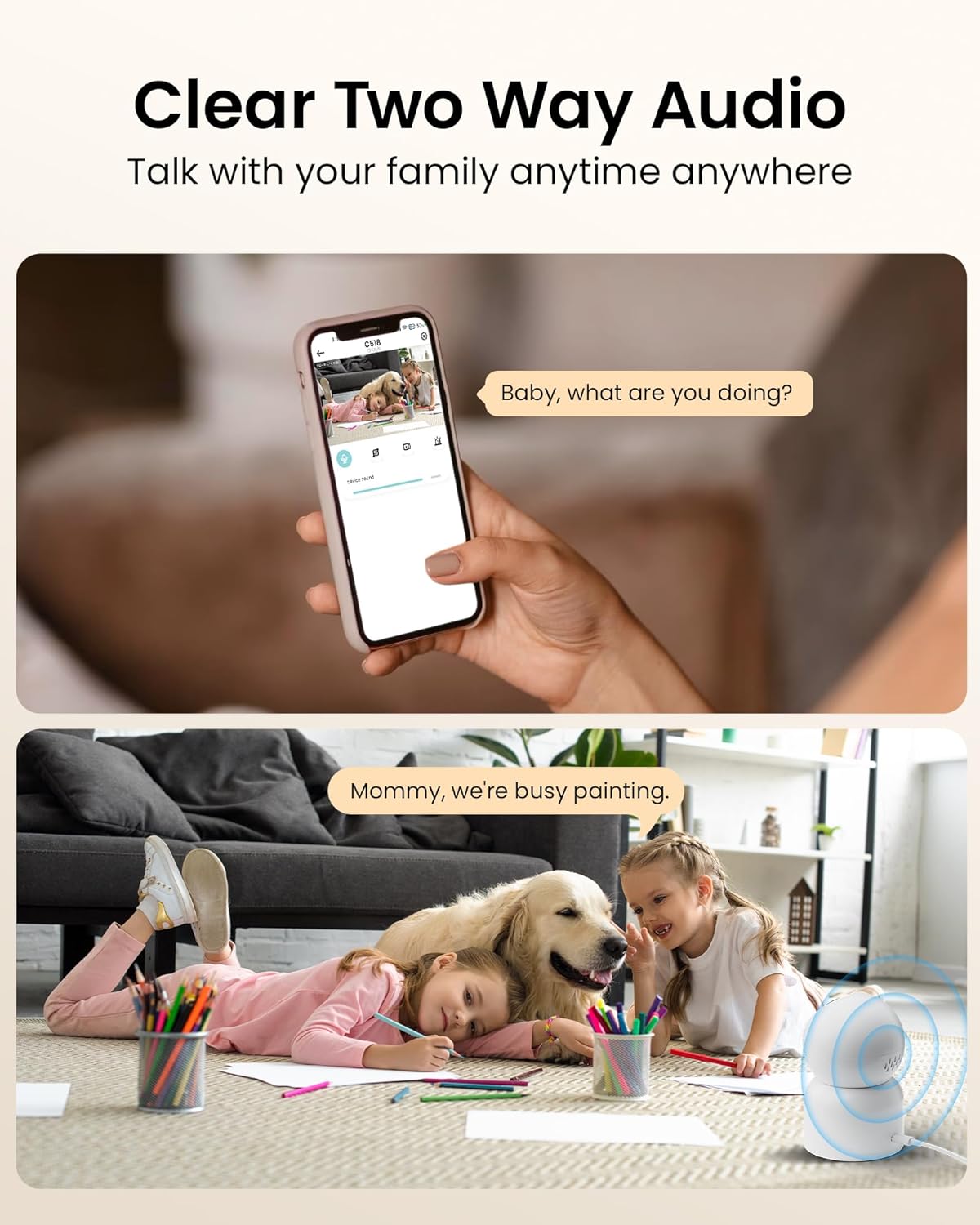 ZOSI C518 4MP Monitor,2.4G/5G Detection,2 Indoor Pan/Tilt Smart Home Security Camera for Pet Dog Baby Dual-Band Plug