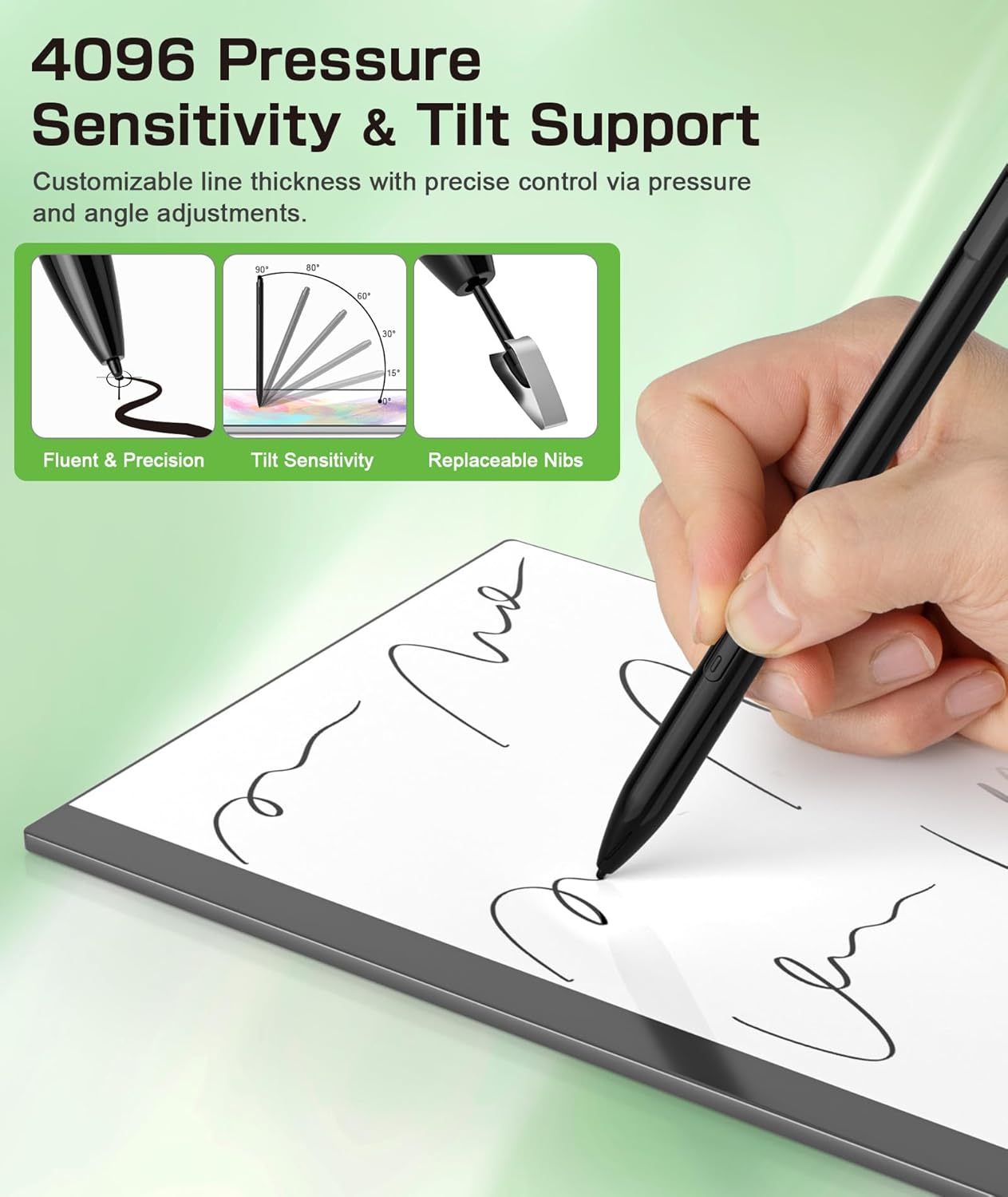 Ciscle 2, 4096 5 Magnetic EMR Stylus Pen for Remarkable No Charging Needed, Pressure Levels, Palm Rejection, Tilt