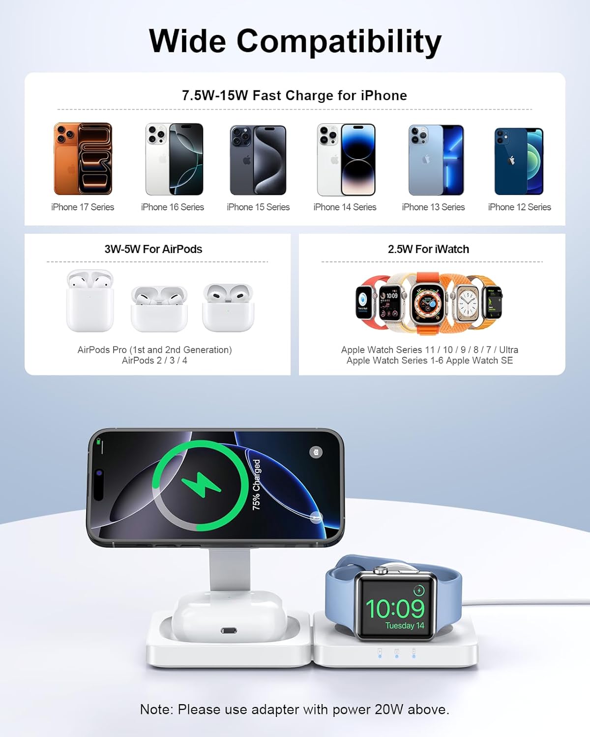 ADADPU 2026 3 1 17 16 15 14 13 12 Magnetic Wireless Charging Station - in Foldable Charger Stand for Multiple Apple