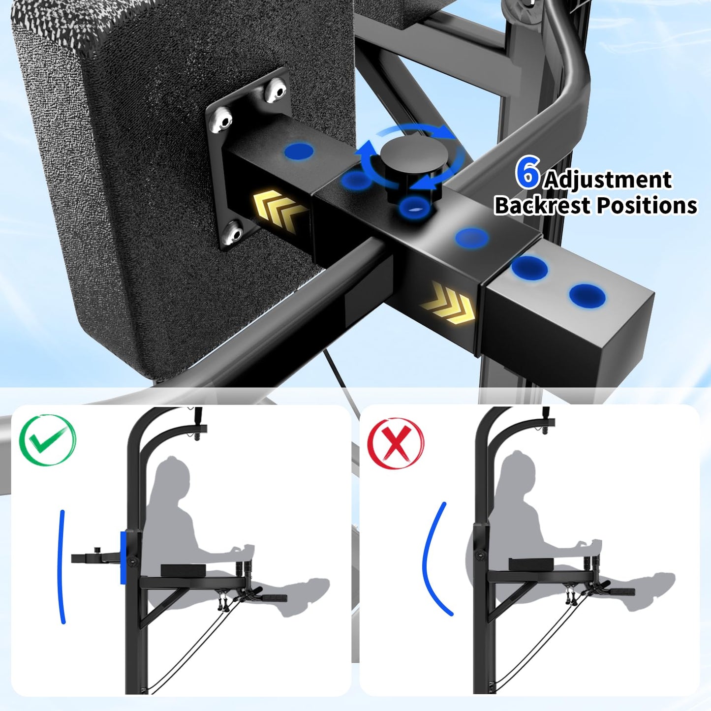 Pull Up Bar Power Tower Dip Station, Adjustable Strength Training Equipment for Home Gym Workout, Multi-Function Pull Up and Dip Bar