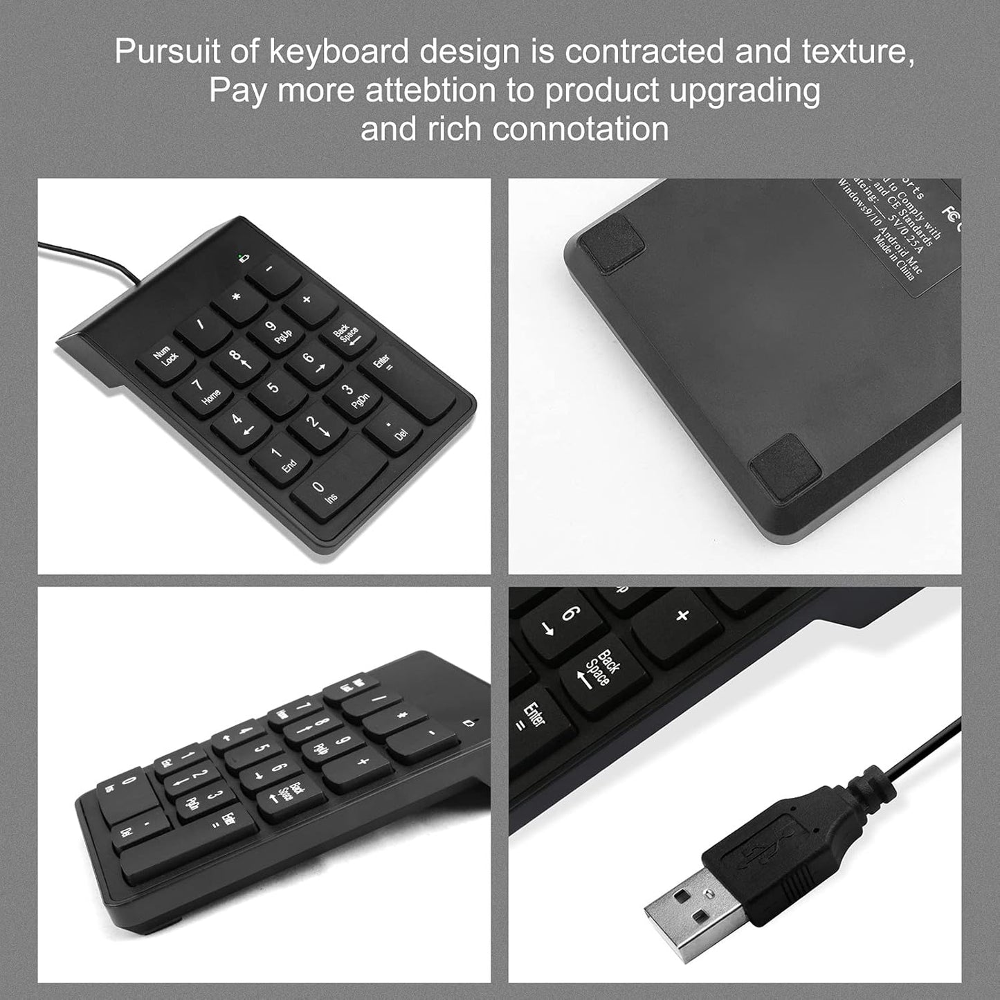 DFCROMI 10 Numeric Keypad for Laptop, Key USB Keypad, Portable Ultra Slim Mini Numpad External Numbers Keyboard Pad