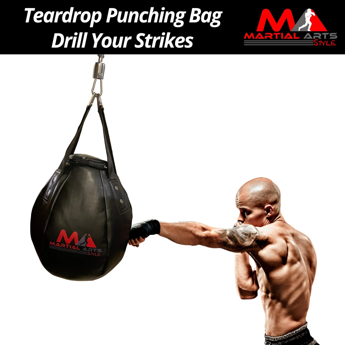 Wrecking Ball Punching Bag, Professional Boxing Teardrop Body Snatcher Bag for Training MMA Kickboxing Muay Thai, Round Shaped Heavy Bag (Unfilled) (Black, 110)