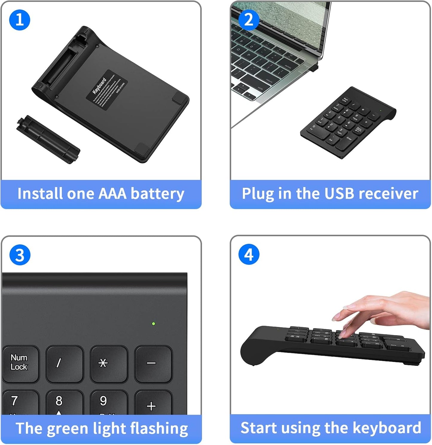 cimetech 2.4G 18 Wireless Number Pad, Numeric Keypad Numpad with USB Receiver, Keys Portable Mini Keyboard for Laptop