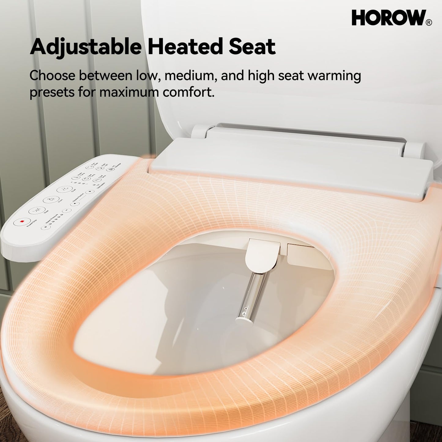 HOROW T0338W One Piece Toilet with Smart Seat, Elongated ADA Height Toilets with Heated Seat, Luxury Smart Toilet with Bidet Built-in, Dual Flush 12'' Rough-in, Standard White Toilet