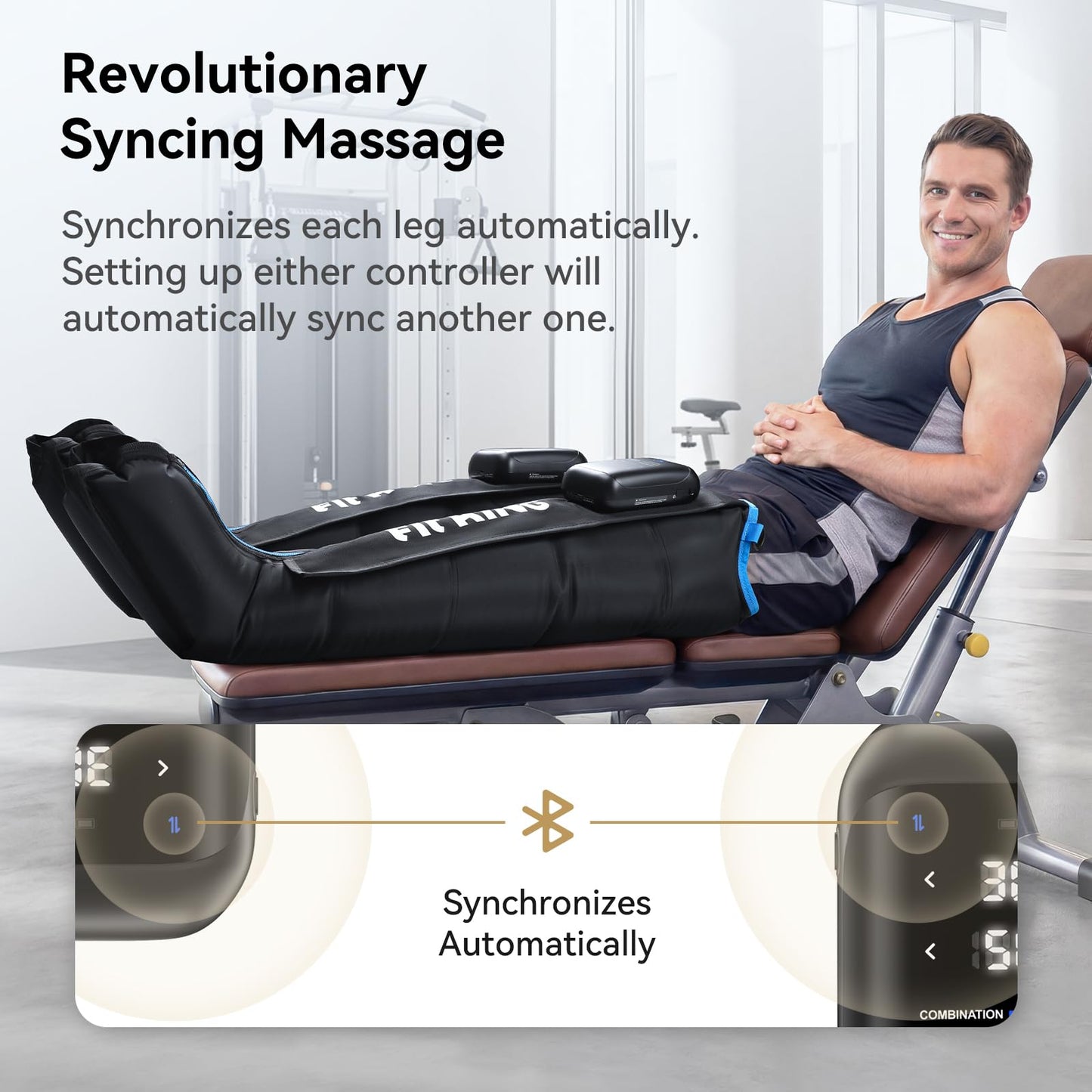 FIT KING Cordless Air Compression Recovery System with 3 Modes and 11 intensities, Sequential Leg Massager for Athletes and Sports Enthusiasts (Medium)