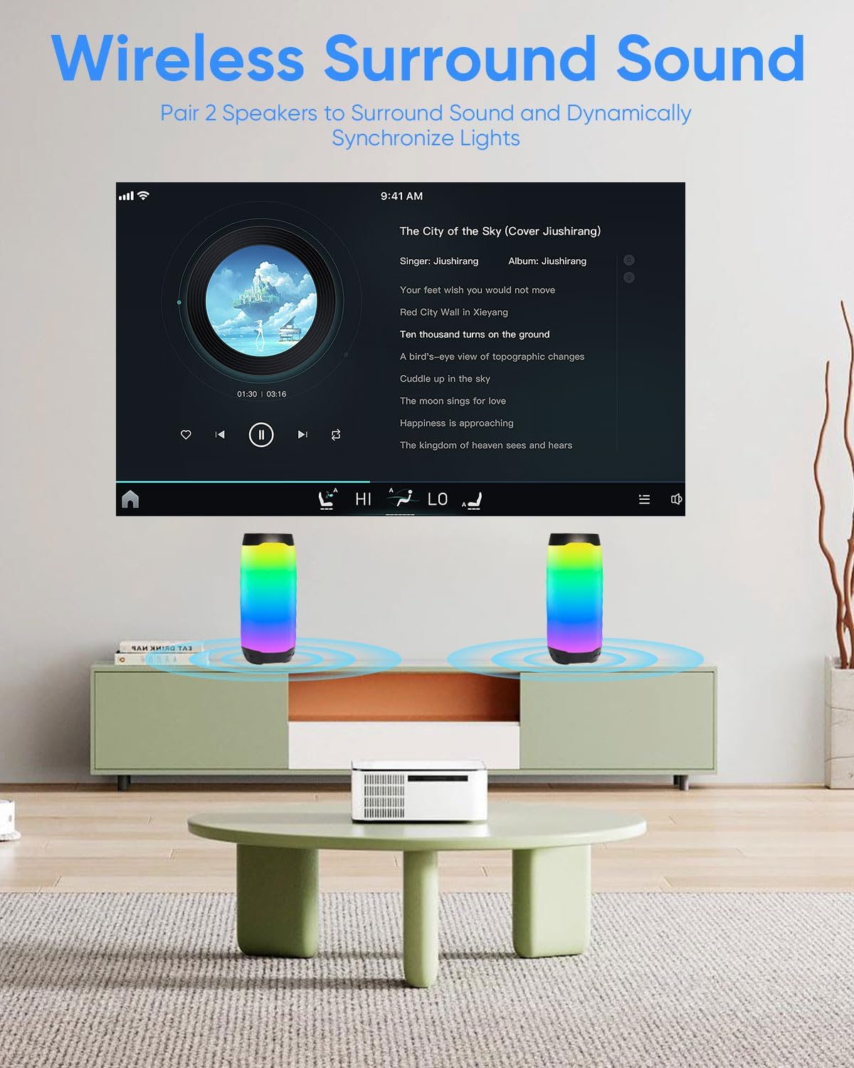 THROLX Portable Bluetooth Speaker with LED Color Changing Lights, TWS Function, TF Card/USB/AUX Support, HD Stereo