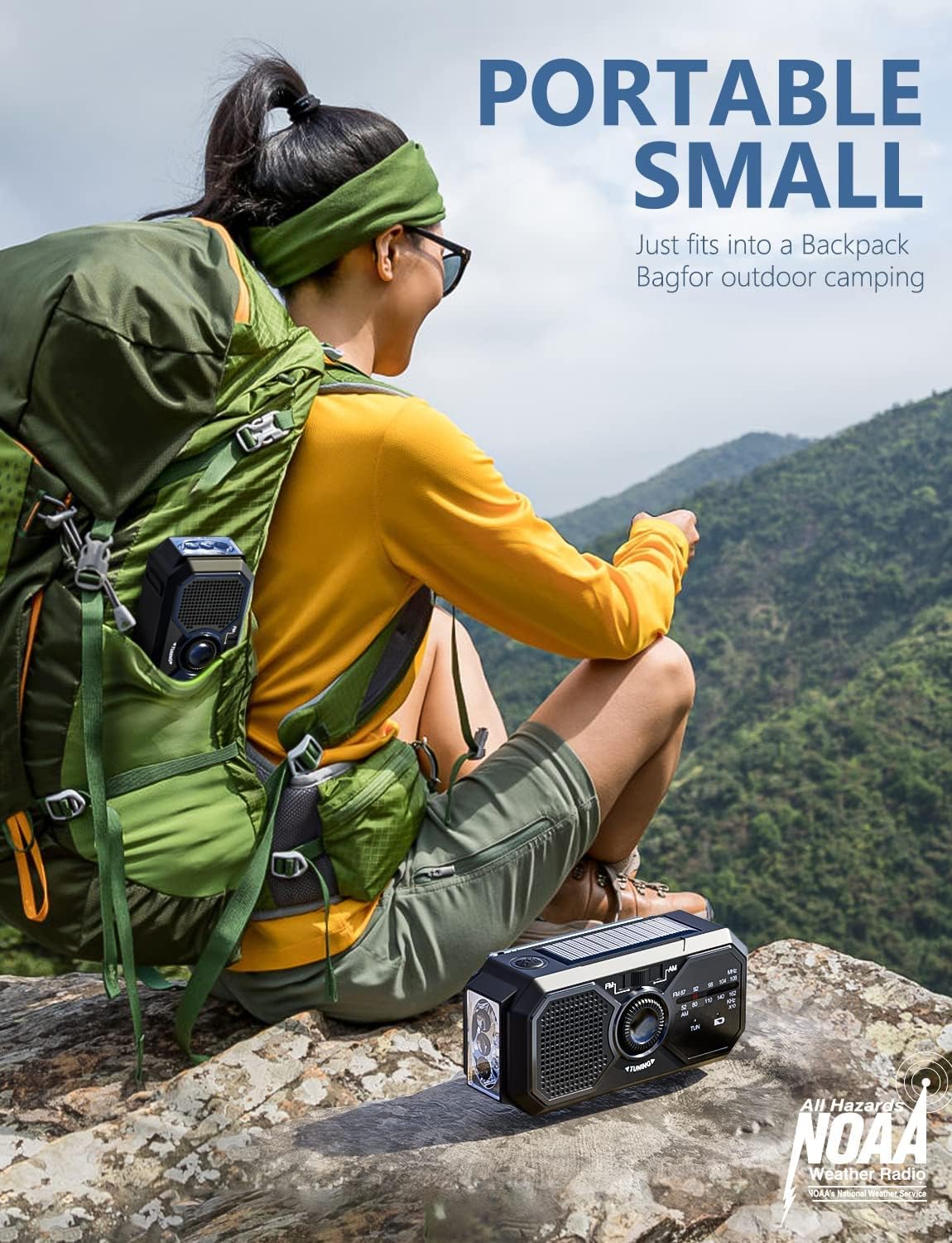 SIYEGK 3500mAh Emergency Weather Radio, Portable AM FM NOAA Radios with Crank SOS Alarm, Pocket Solar Emergency