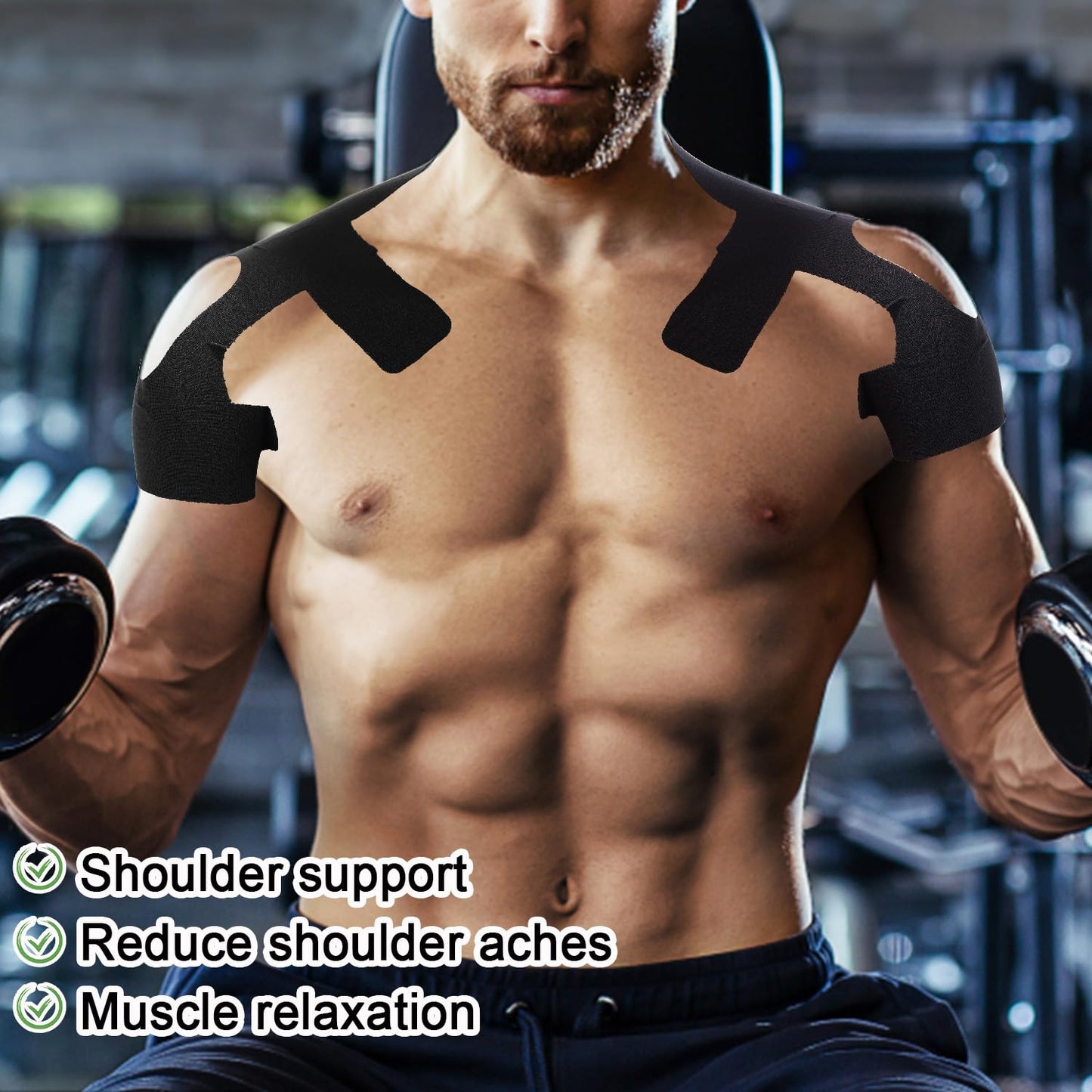 10pcs Precut Kinesiology Tape for Shoulder, Waterproof Breathable Elastic Kinesiology Athletic Tape Elastic & Latex-Free Sports Patch Strips for Shoulder Muscle Support & Stability