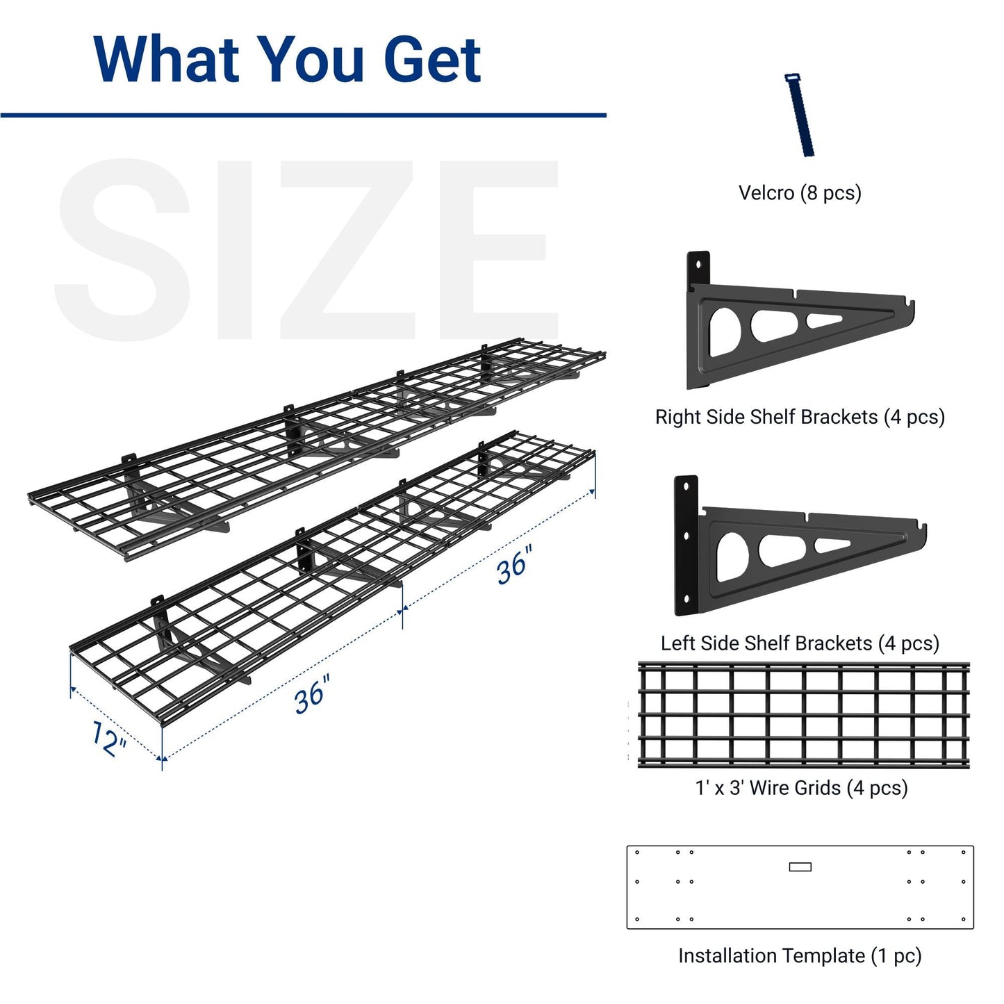FLEXIMOUNTS 12-inch-by-72-inch Wall Shelf Garage Storage Rack Wall Mounted Floating Shelves,1x6ft,Black, 2-Pack, Classic Series