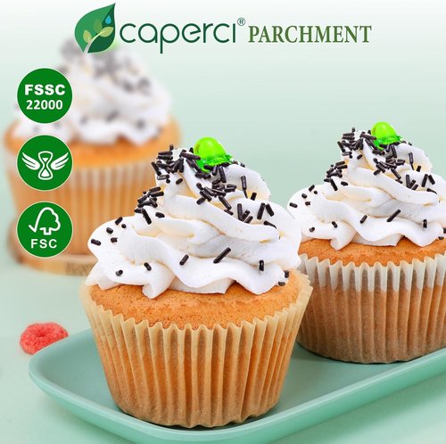 Caperci Parchment Cupcake Liners - 225 Pcs Standard Muffin Cups with Greaseproof, Non-Stick Design (Natural)