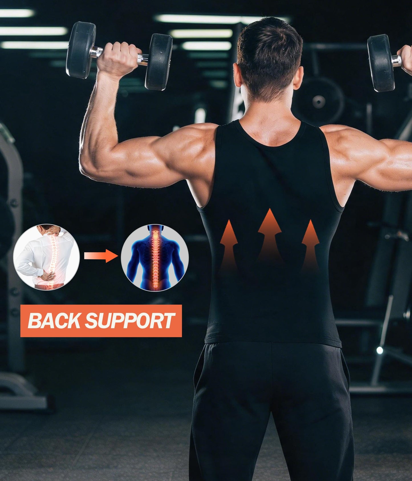 FUXERT Sauna Vest for Men Waist Trainer Sauna Shirt for Men Zipper Sweat Belt Tank Top for Belly Fat(BK S/M)