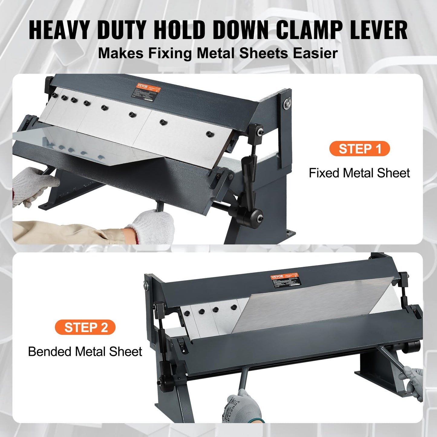 VEVOR Box and Pan Brake, 24in, Portable Metal Bender with 0-135° Bending Angle, Capable of Handling 20 Gauge Low Carbon Steel & 14 Gauge Aluminum, with 5 Adjustable Fingers for Sheet Metal Bending