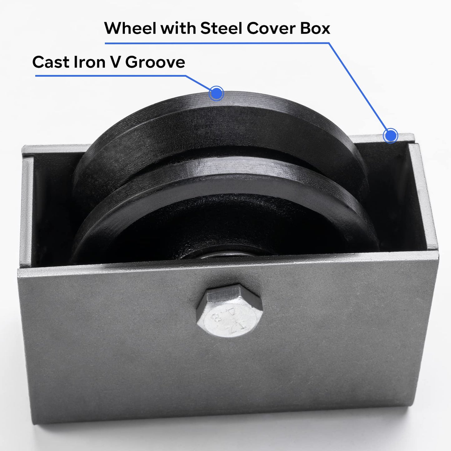 Handsammu 4"x 1.5" V-Groove Wheel with Box - cast Iron Wheel,Capacity up to 600 Lb. Use for Slide Gate,Rolling Door with V-Track（1 Wheel with Box）