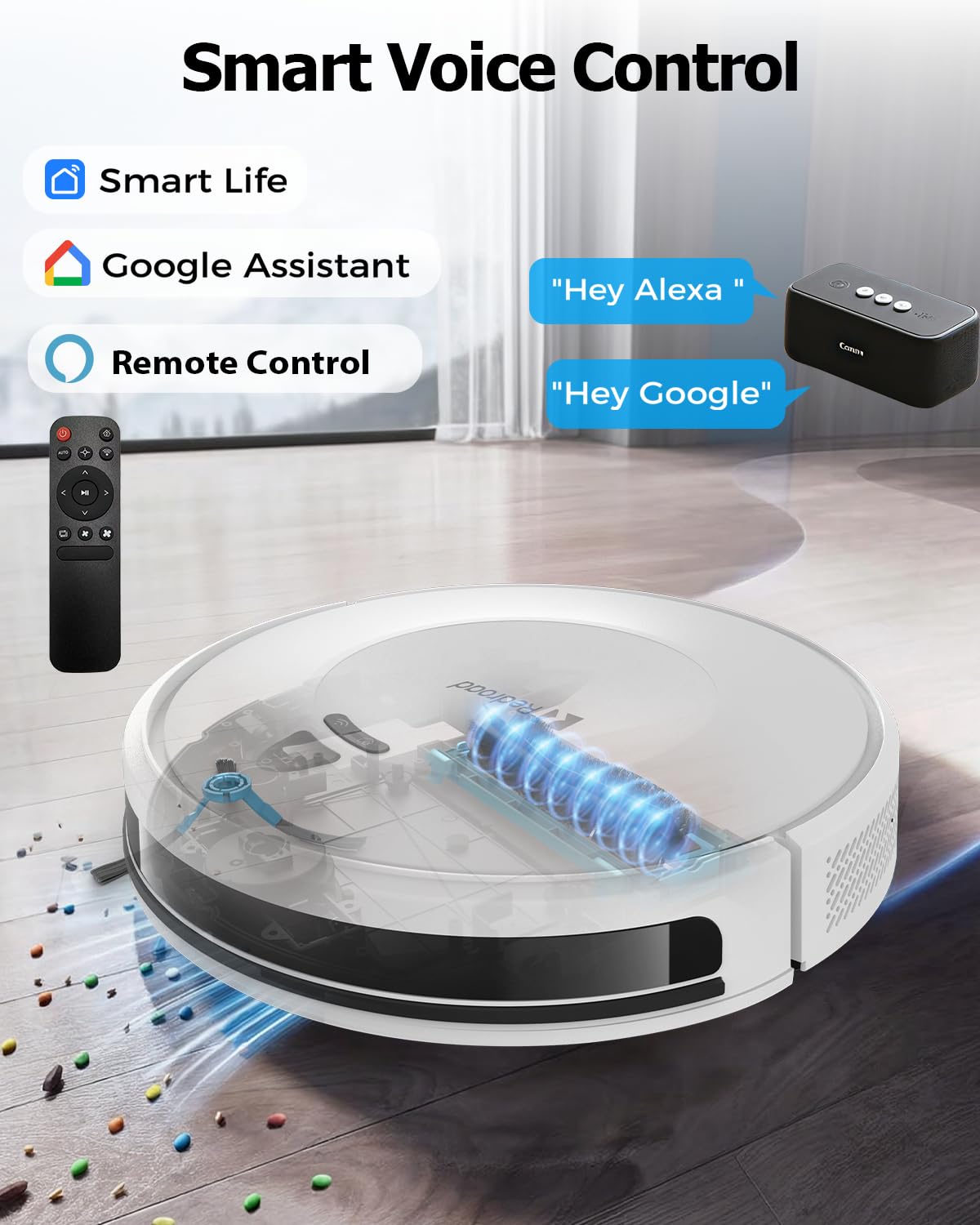 Redroad Robot Vacuums,10KPa Robotic Vacuum Cleaner with Mapping,Lidar Navigation&Obstacle Avoidance,150mins Robot Vacuum with App/Alexa/Remote,Tangle-Free Pet Hair,Self-Charging (White)