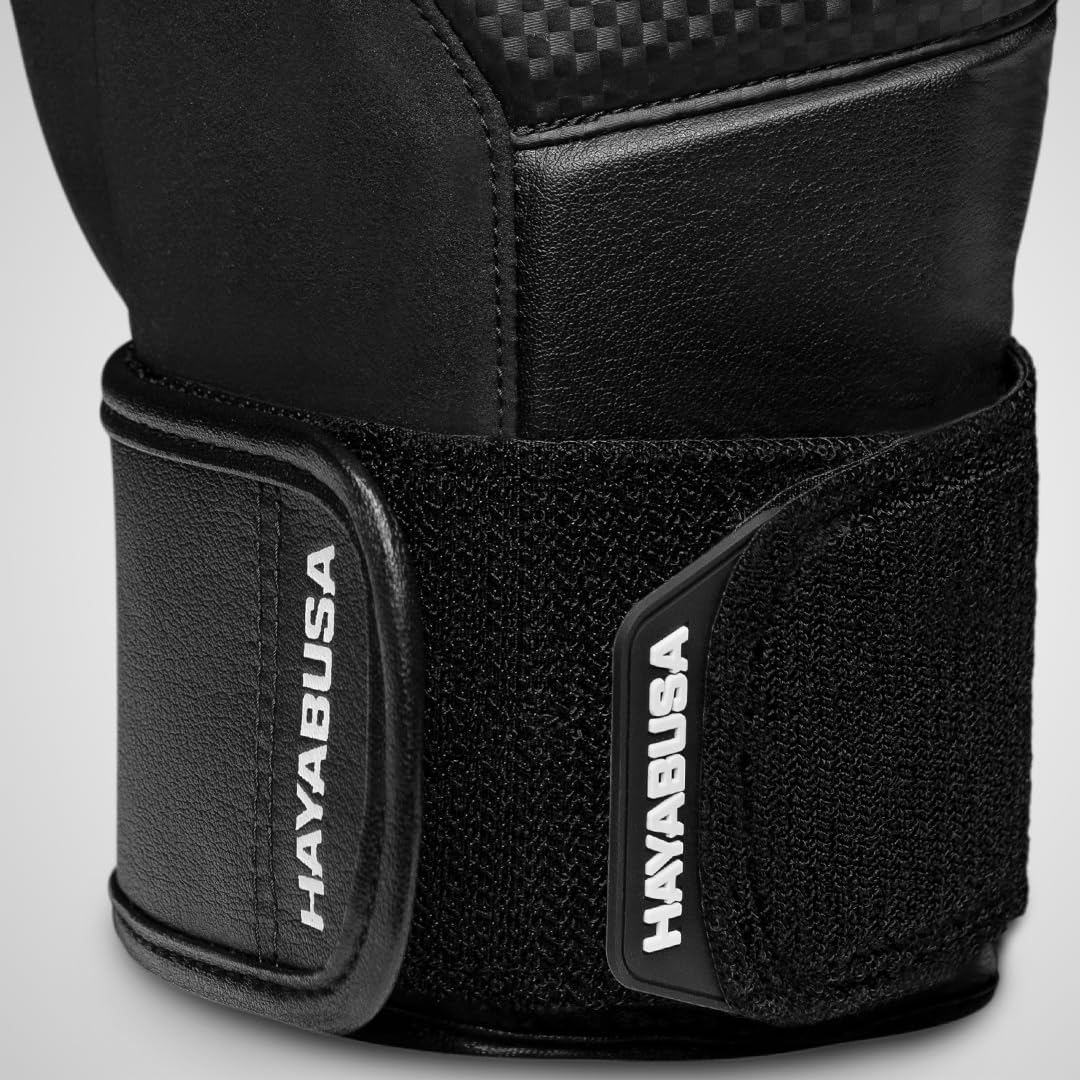 Hayabusa T3 Boxing Gloves for Men and Women Wrist and Knuckle Protection, Dual-X Hook and Loop Closure, Splinted Wrist Support, 5 Layer Foam Knuckle Padding - Black, 16 oz