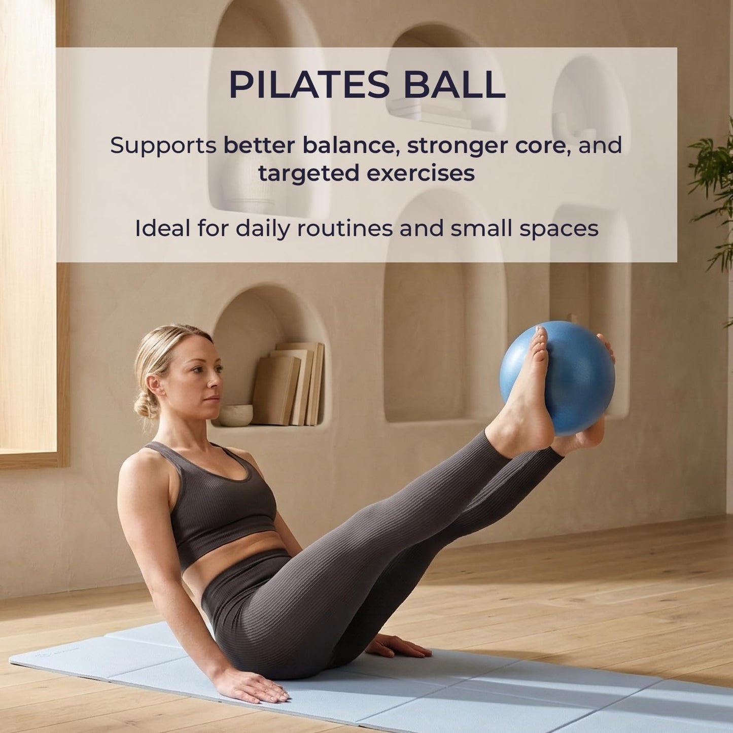 Pilavelle Foldable PILATES MAT with 3 Resistance Bands Set, Pilates Ball & Yoga Ball — 6-Piece Pilates Kit, Extra Thick Workout Mat, Air Pump Included. At Home Workout Equipment for Women and Men