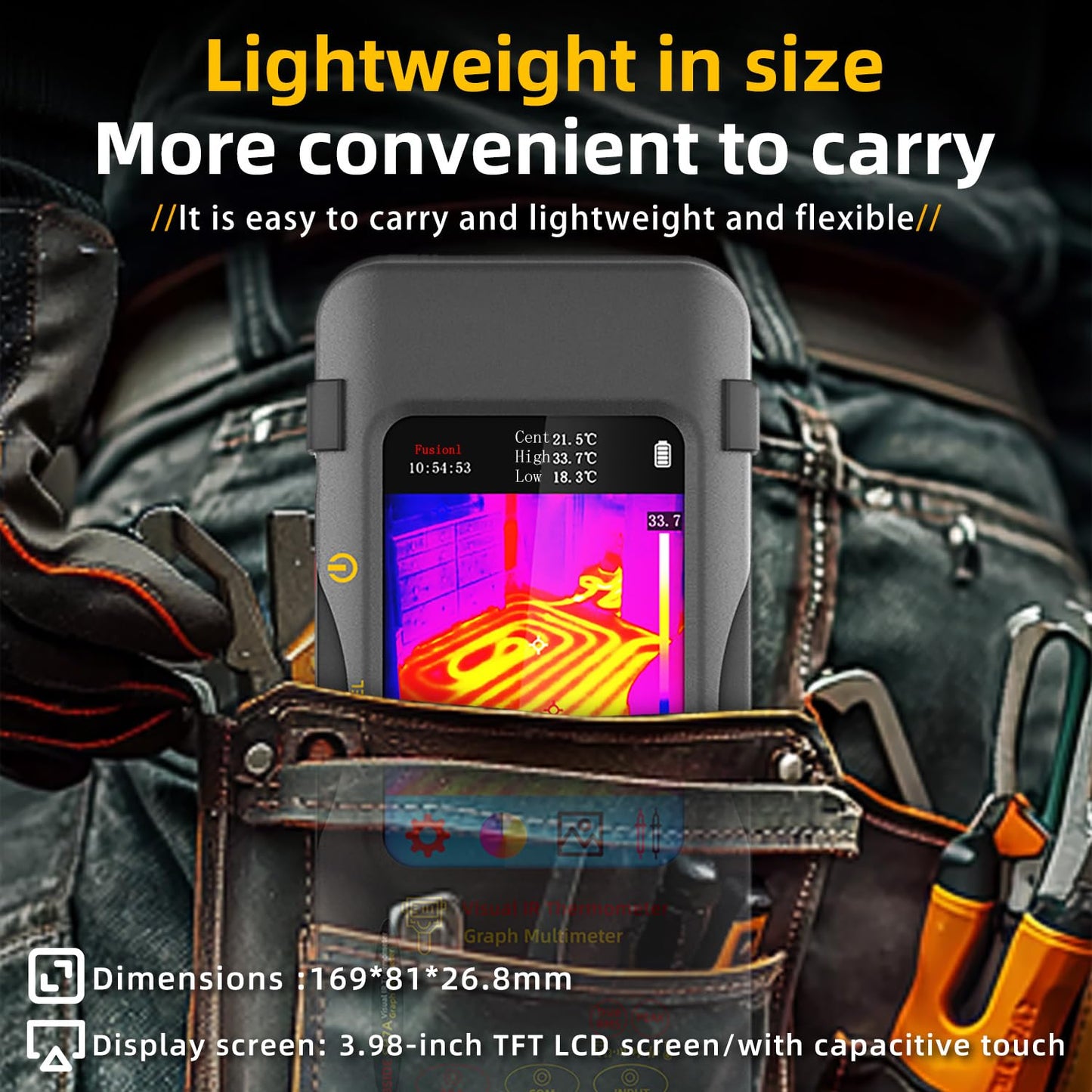 BSIDE SH7A Thermal Imager Multimeter 2 in 1, 320×320 IR Resolution with 20000 Words Multimeter 3.98'' Touchscreen 25Hz Infrared Thermal Camera 15 Thermal Palettes TRMS Auto-Ranging Tester