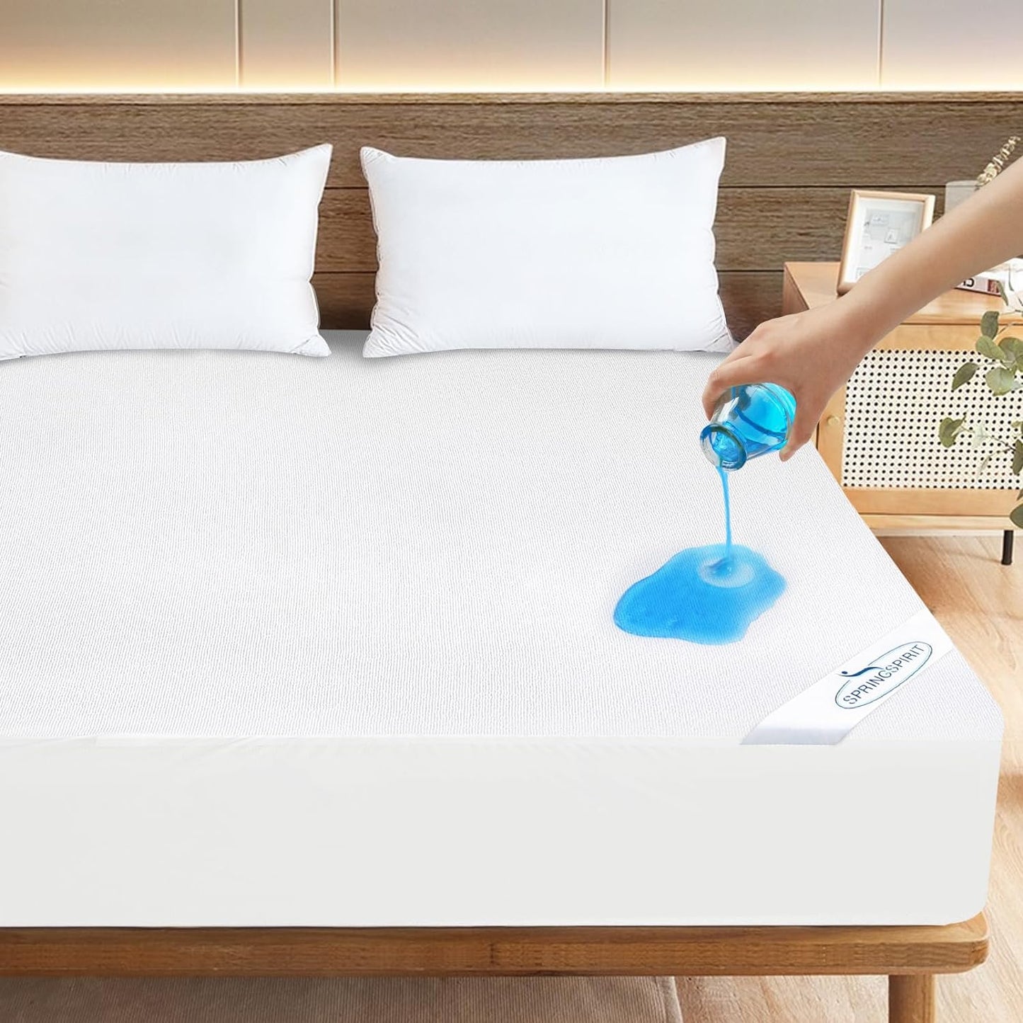 Regine Waterproof Queen Mattress Protector - Absorbent Fitted Cover with 18'' Deep Pocket