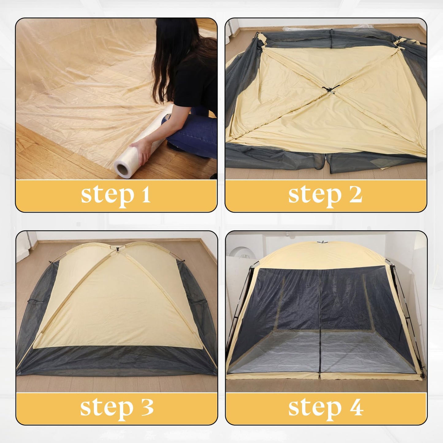 Maasechs Portable Paint Booth Tent 10.8 x 10.8 x 7.9 FT Extra Large Spray Paint Tent with Removable Walls Mesh Screen Floor Protection Plastic Film for DIY Furniture Hobby Tool Spray Shelter Painting