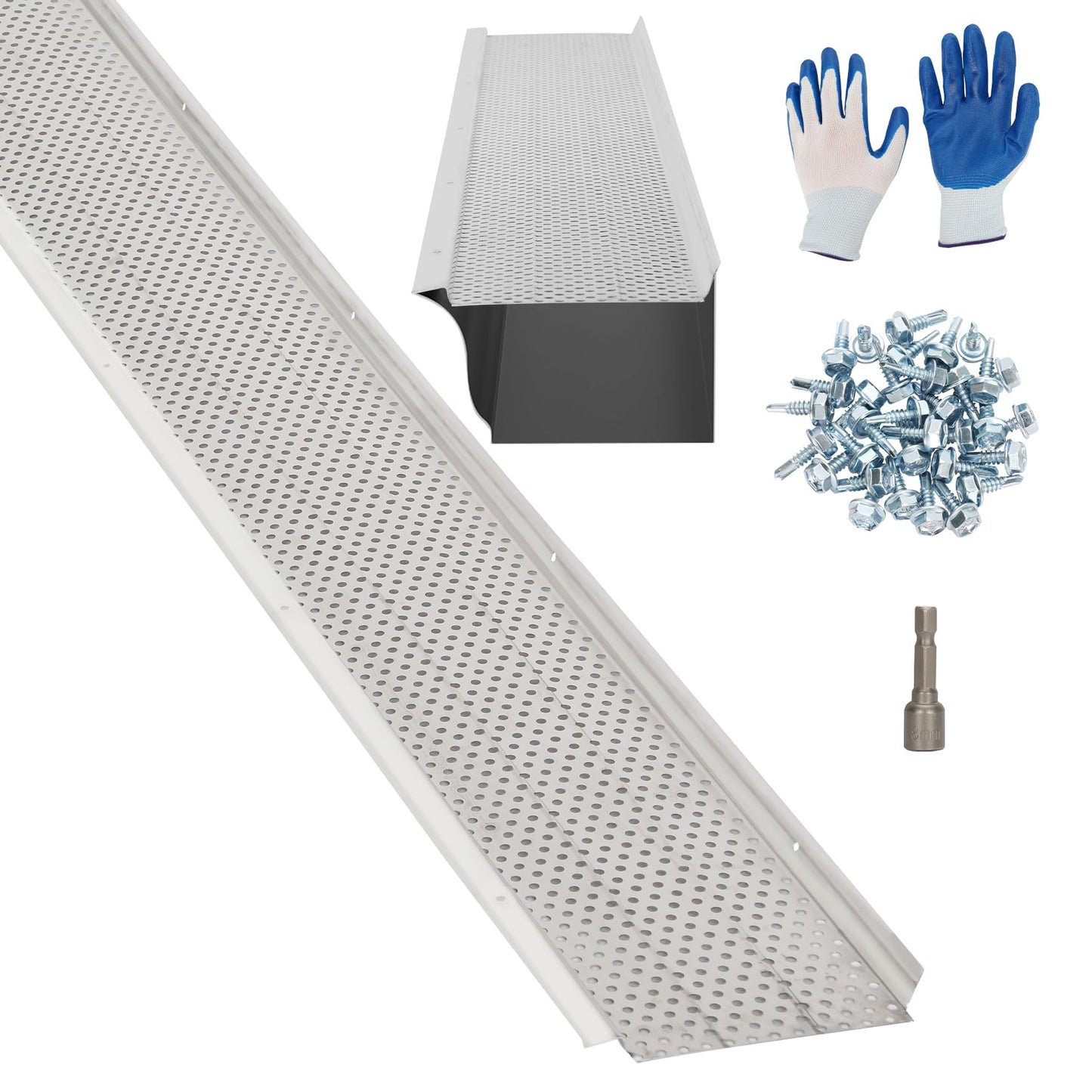 5 Inch Gutter Guard – (Mill Finish，52 PCS-200 Feet Total Length) Premium Aluminum Leaf Protection for Roof Gutters, Heavy-Duty DIY Easy Install, Clog Prevention for Leaves & Debris