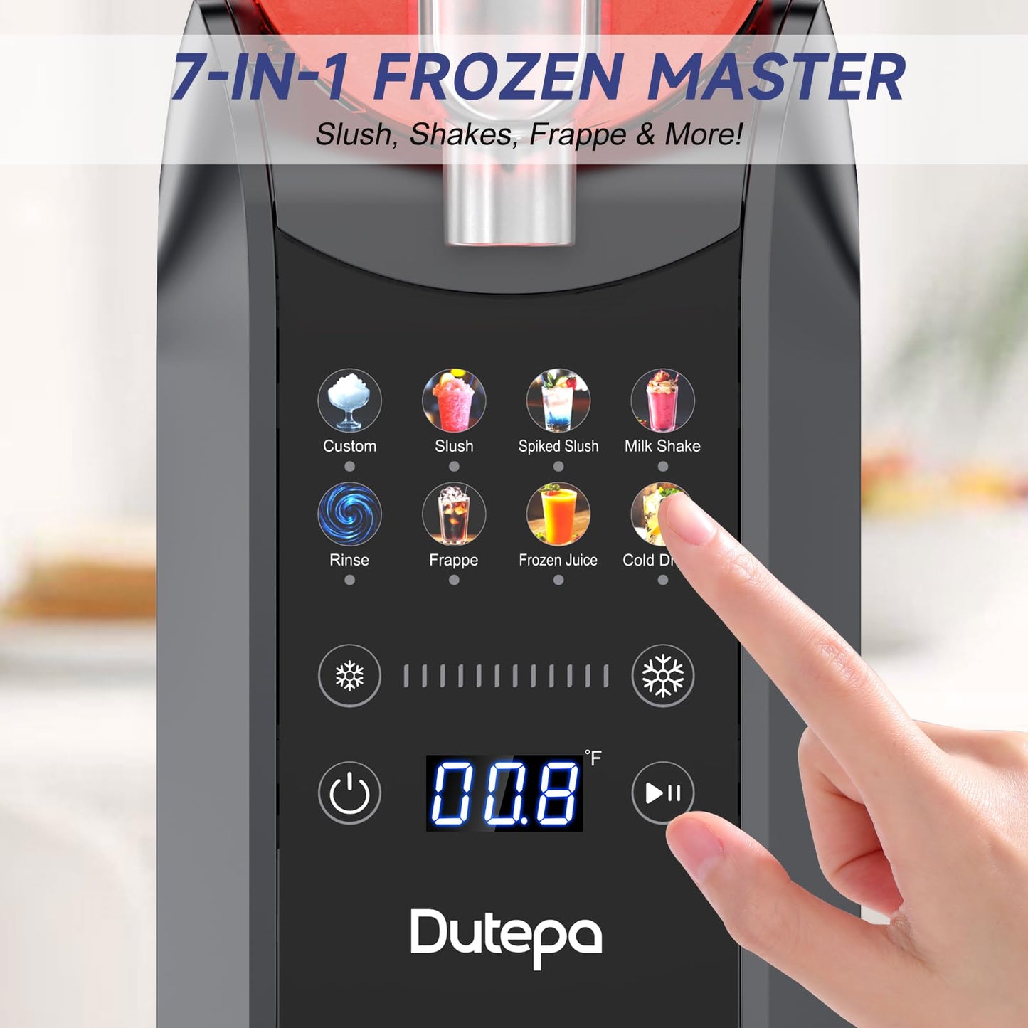 8-in-1 Slushie Machine for Home - 68 fl oz, No Ice Needed, LED Display, Self-Cleaning Frozen Drink Maker - Ideal for Slushies, Milkshakes, Margarita Smoothie, Frappés, & More